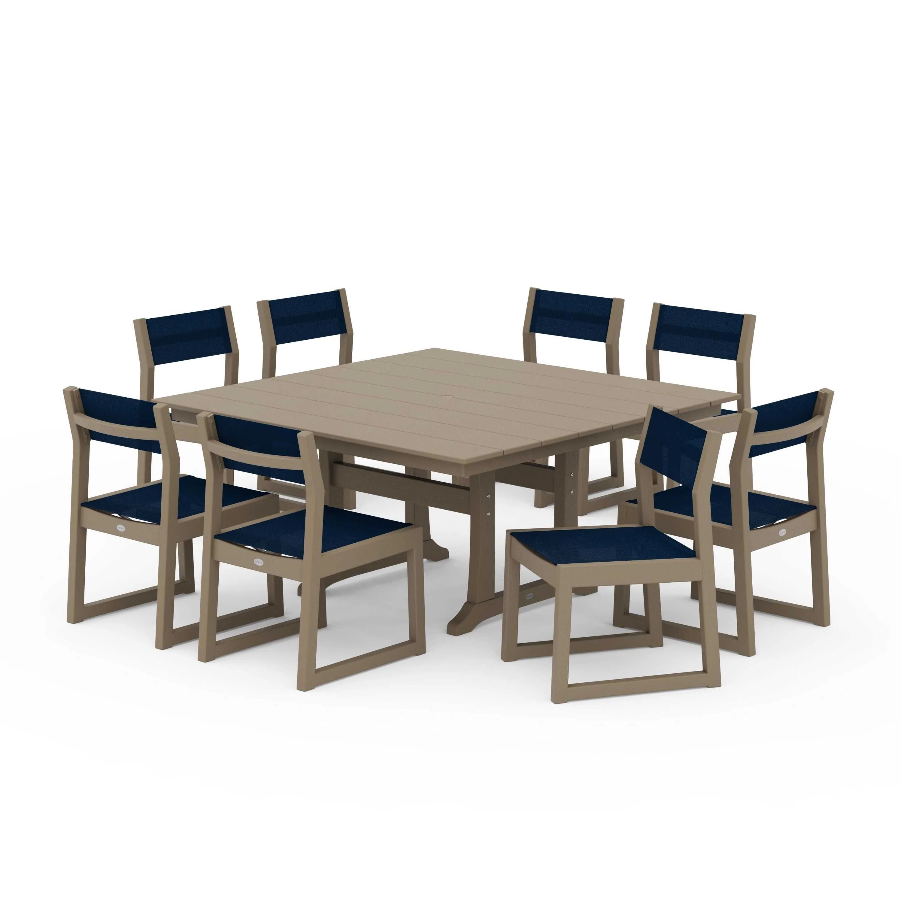 EDGE Sling Side Chair 9-Piece Farmhouse Trestle Dining Set - Image 141