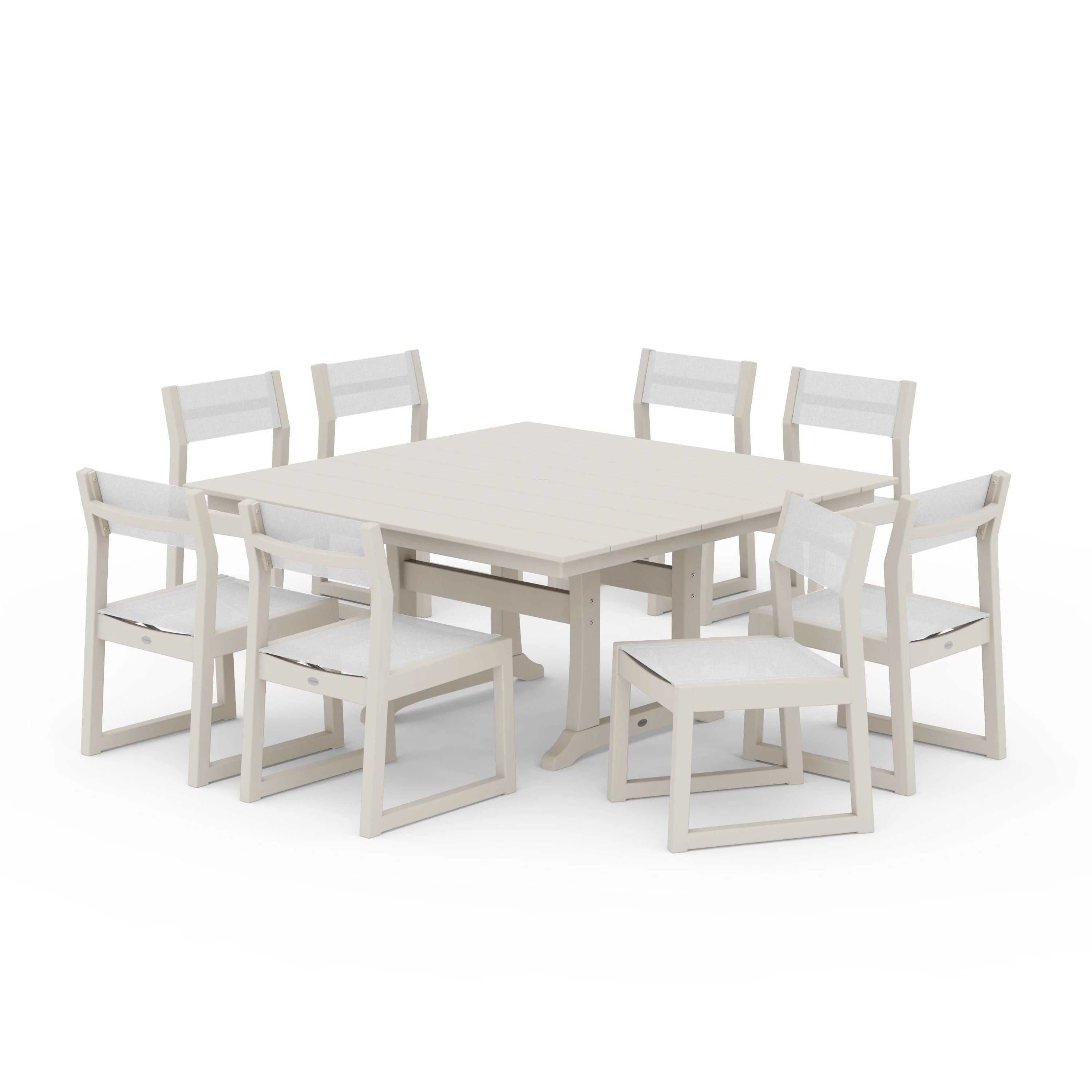 EDGE Sling Side Chair 9-Piece Farmhouse Trestle Dining Set - Image 142