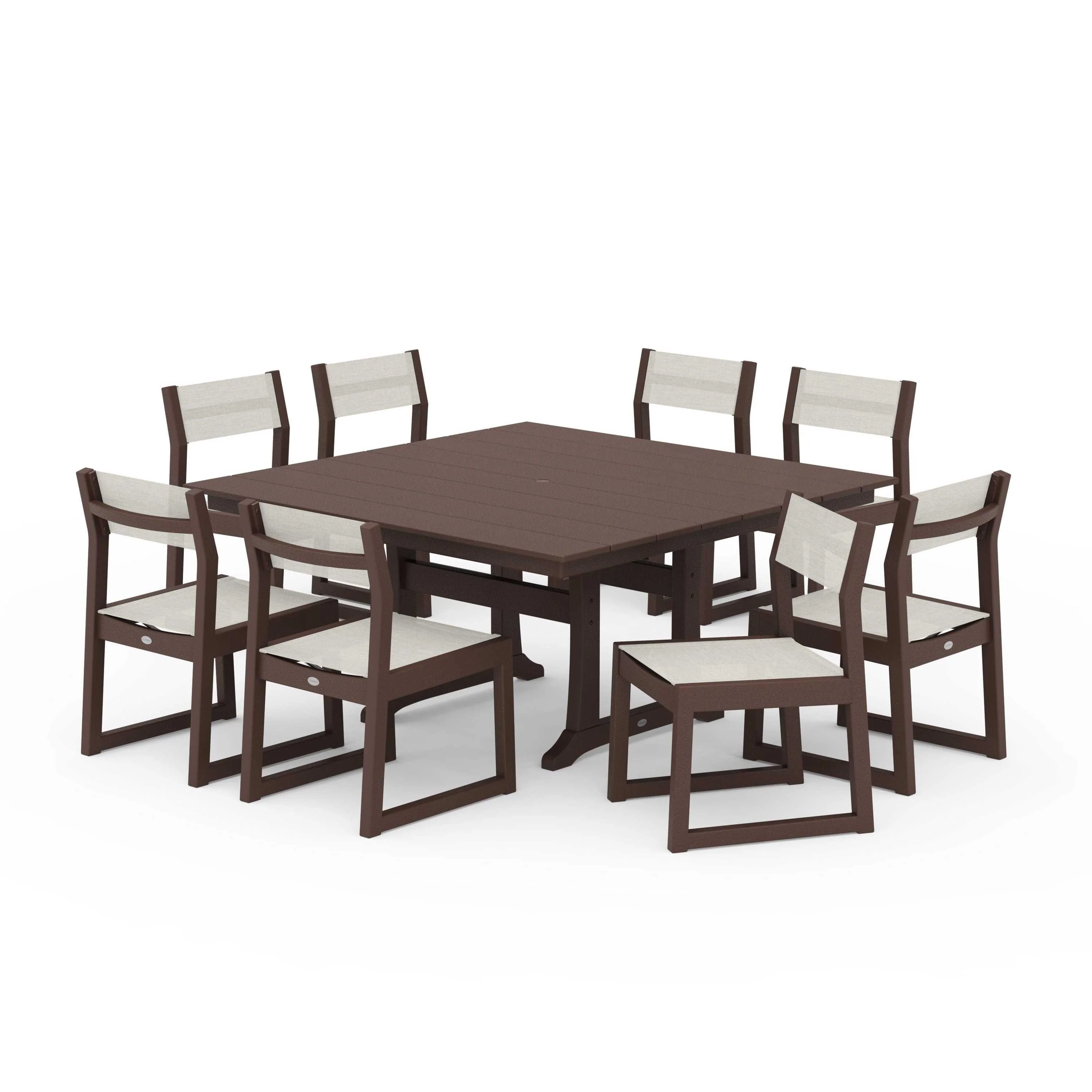 EDGE Sling Side Chair 9-Piece Farmhouse Trestle Dining Set - Image 143
