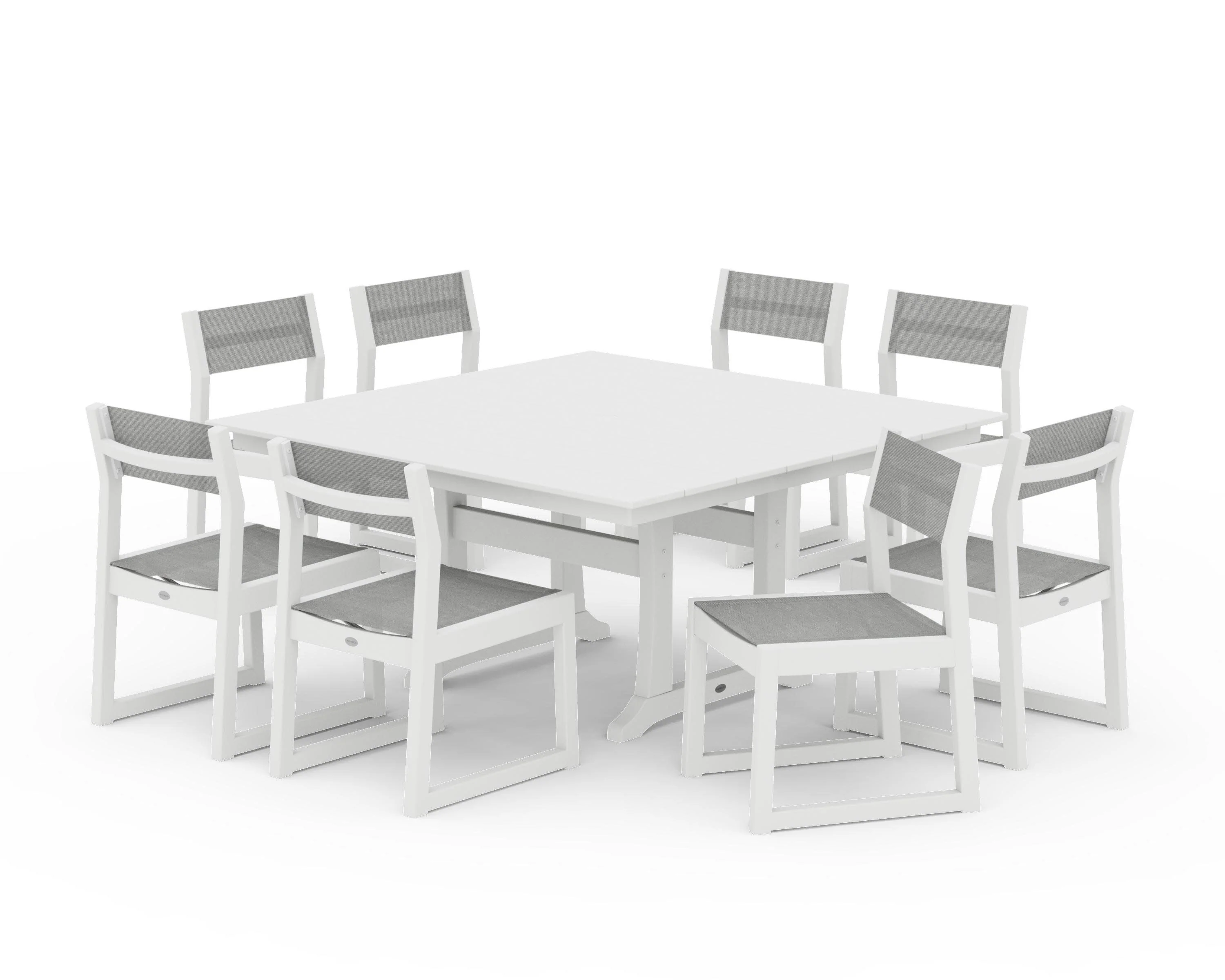 EDGE Sling Side Chair 9-Piece Farmhouse Trestle Dining Set - Image 15