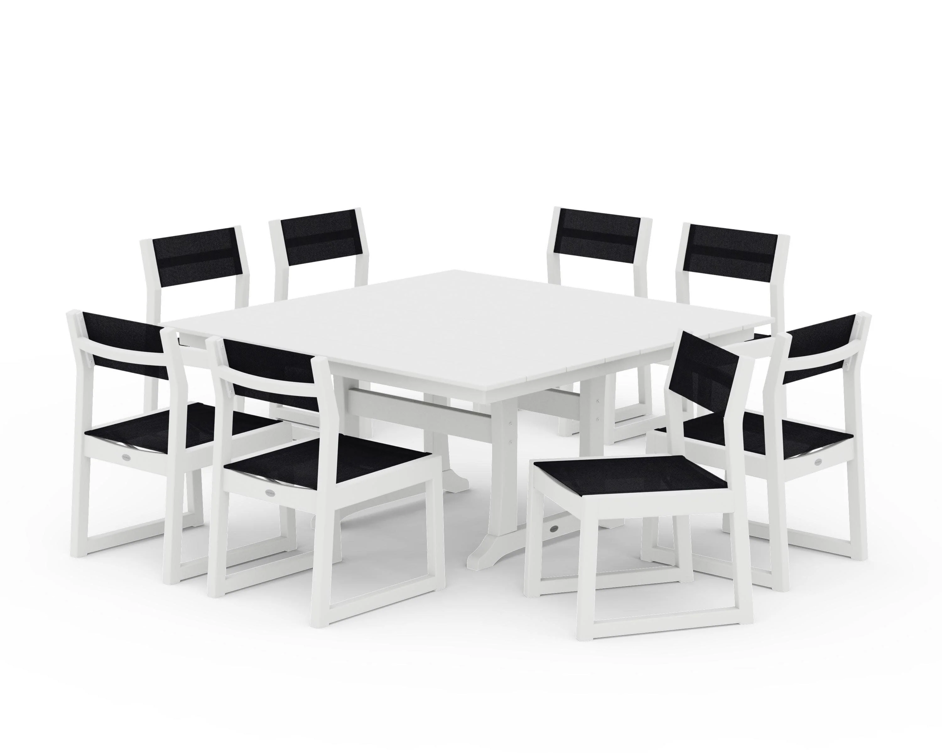 EDGE Sling Side Chair 9-Piece Farmhouse Trestle Dining Set - Image 20