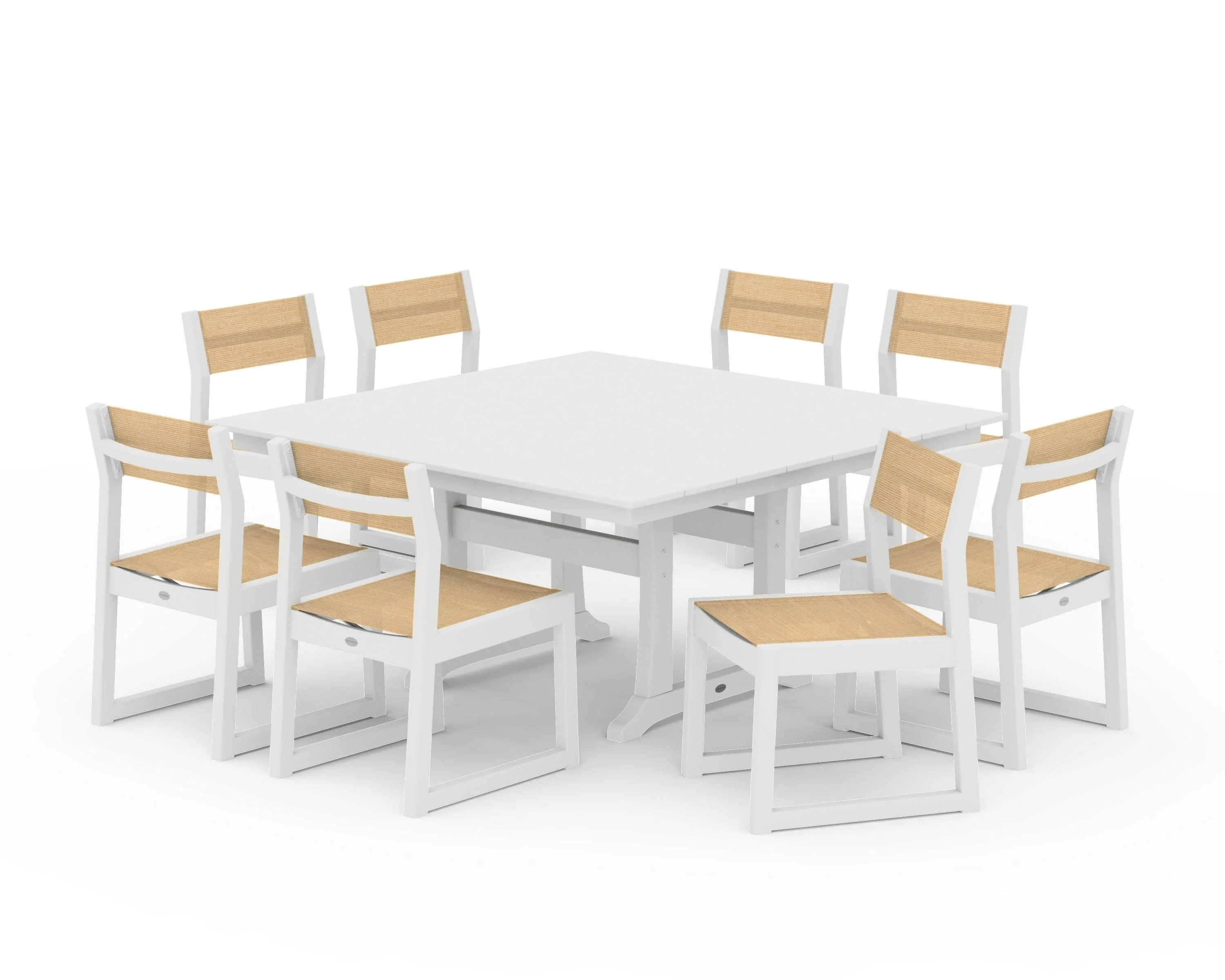 EDGE Sling Side Chair 9-Piece Farmhouse Trestle Dining Set - Image 21