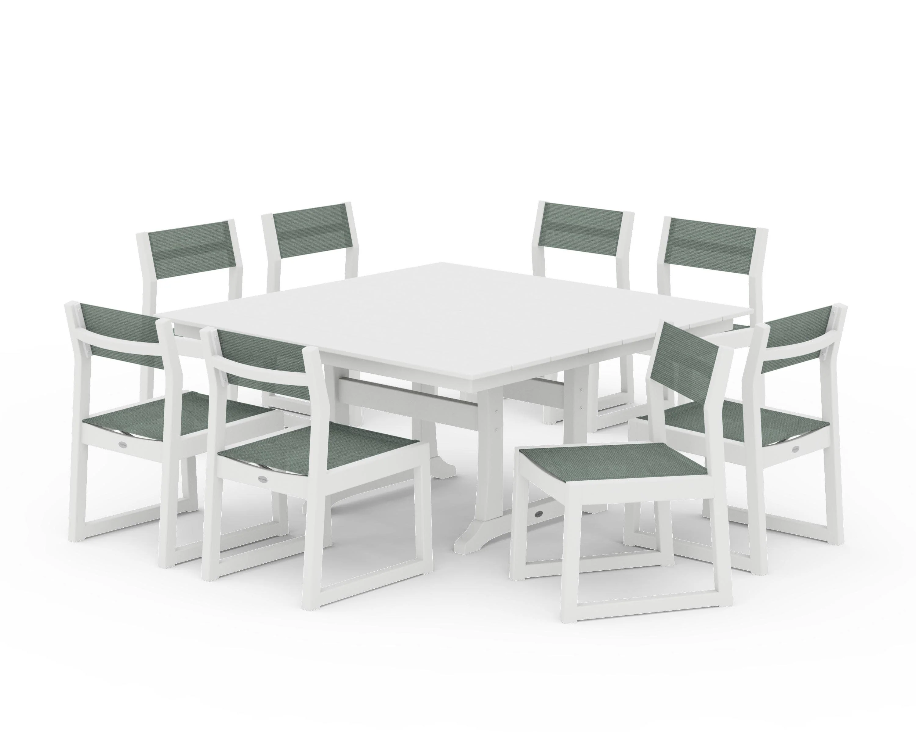 EDGE Sling Side Chair 9-Piece Farmhouse Trestle Dining Set - Image 22