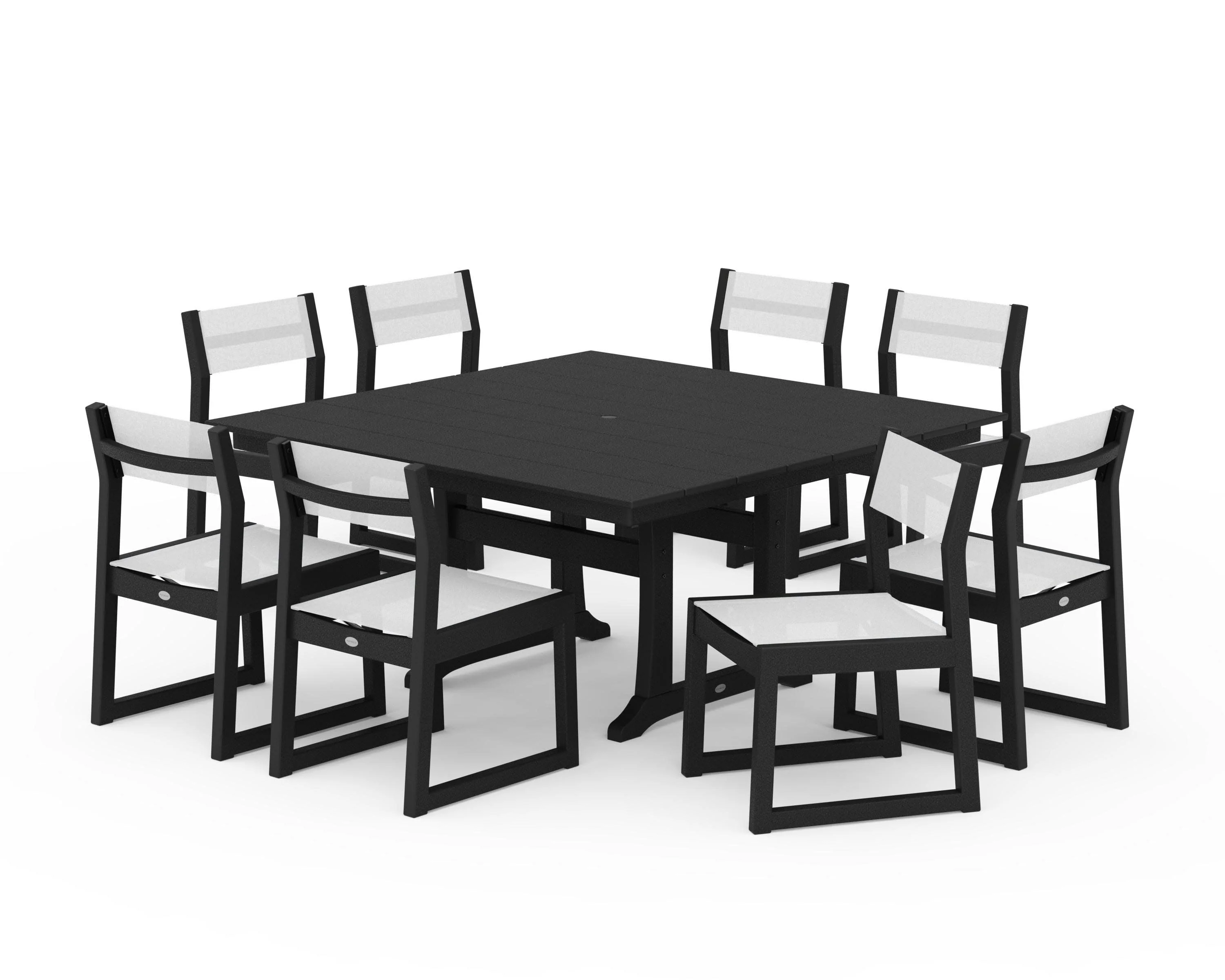 EDGE Sling Side Chair 9-Piece Farmhouse Trestle Dining Set - Image 23