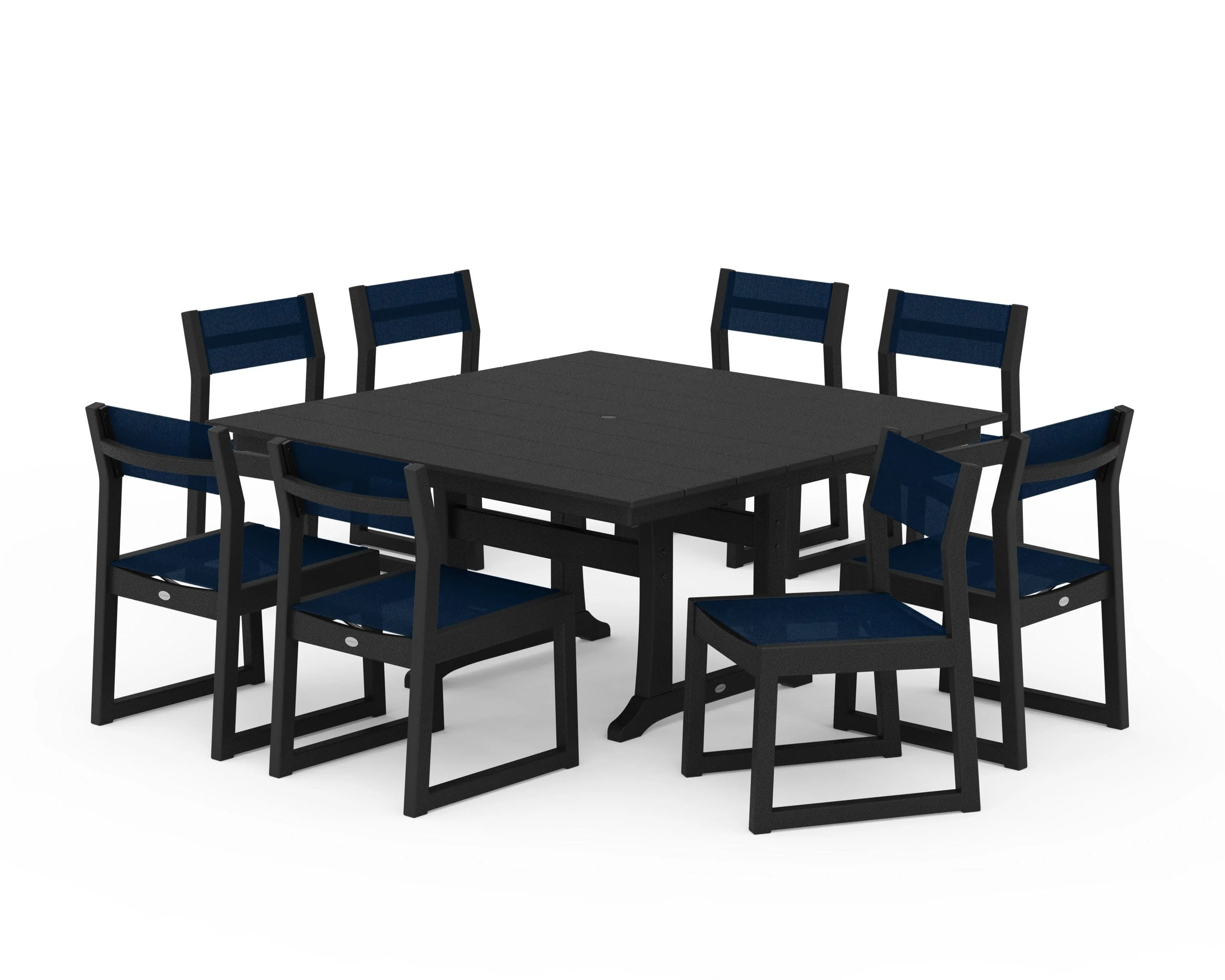 EDGE Sling Side Chair 9-Piece Farmhouse Trestle Dining Set - Image 24