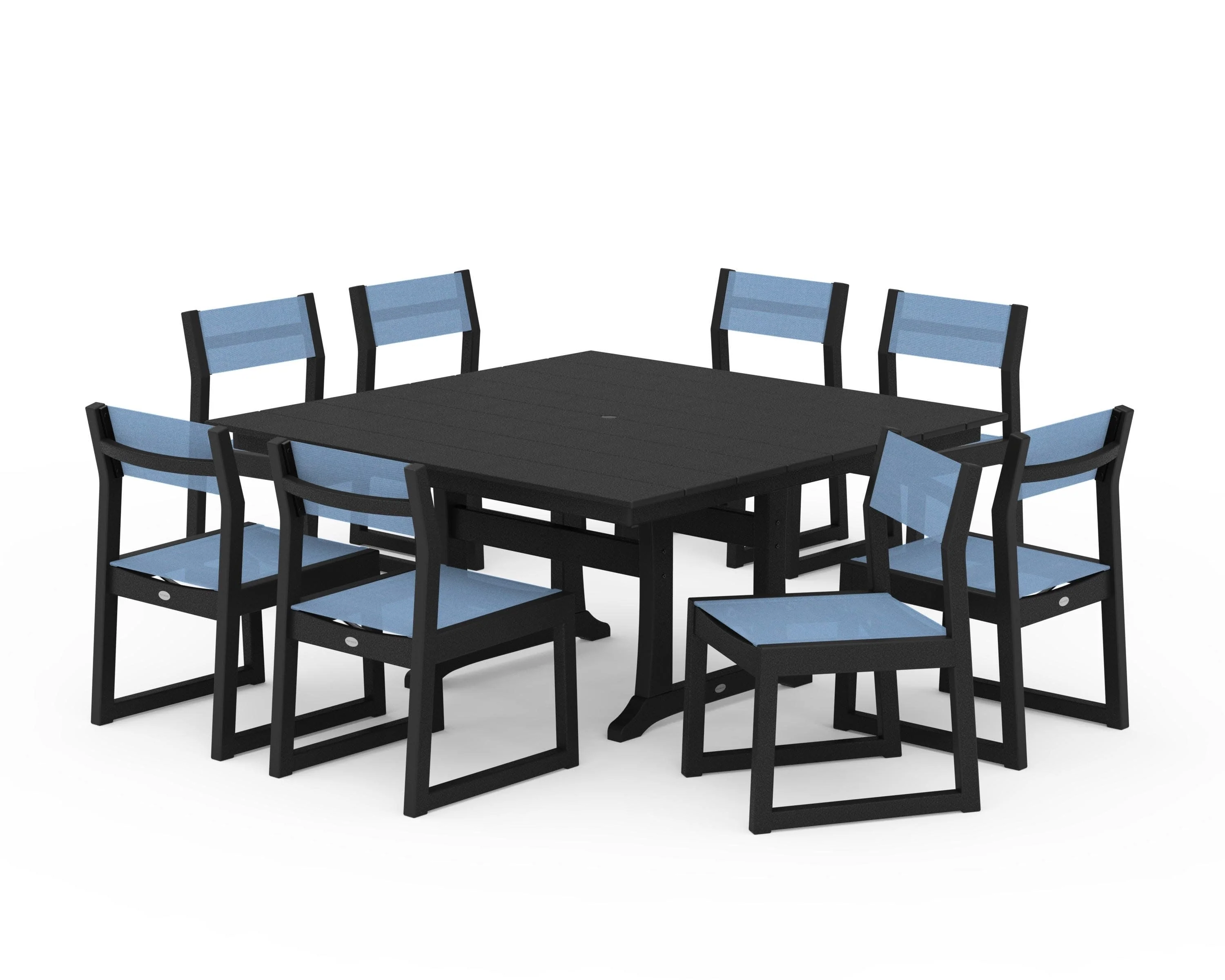 EDGE Sling Side Chair 9-Piece Farmhouse Trestle Dining Set - Image 26