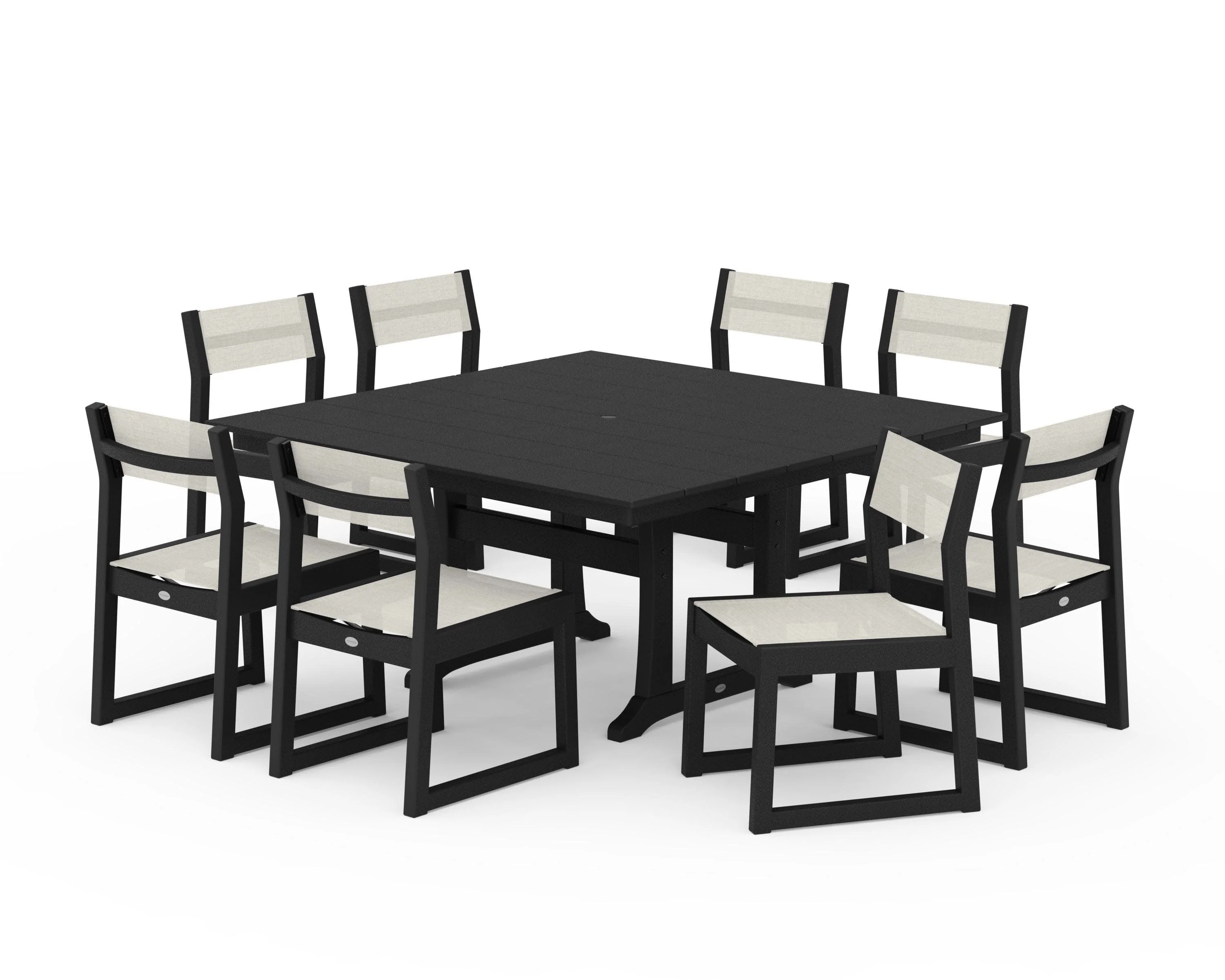 EDGE Sling Side Chair 9-Piece Farmhouse Trestle Dining Set - Image 28