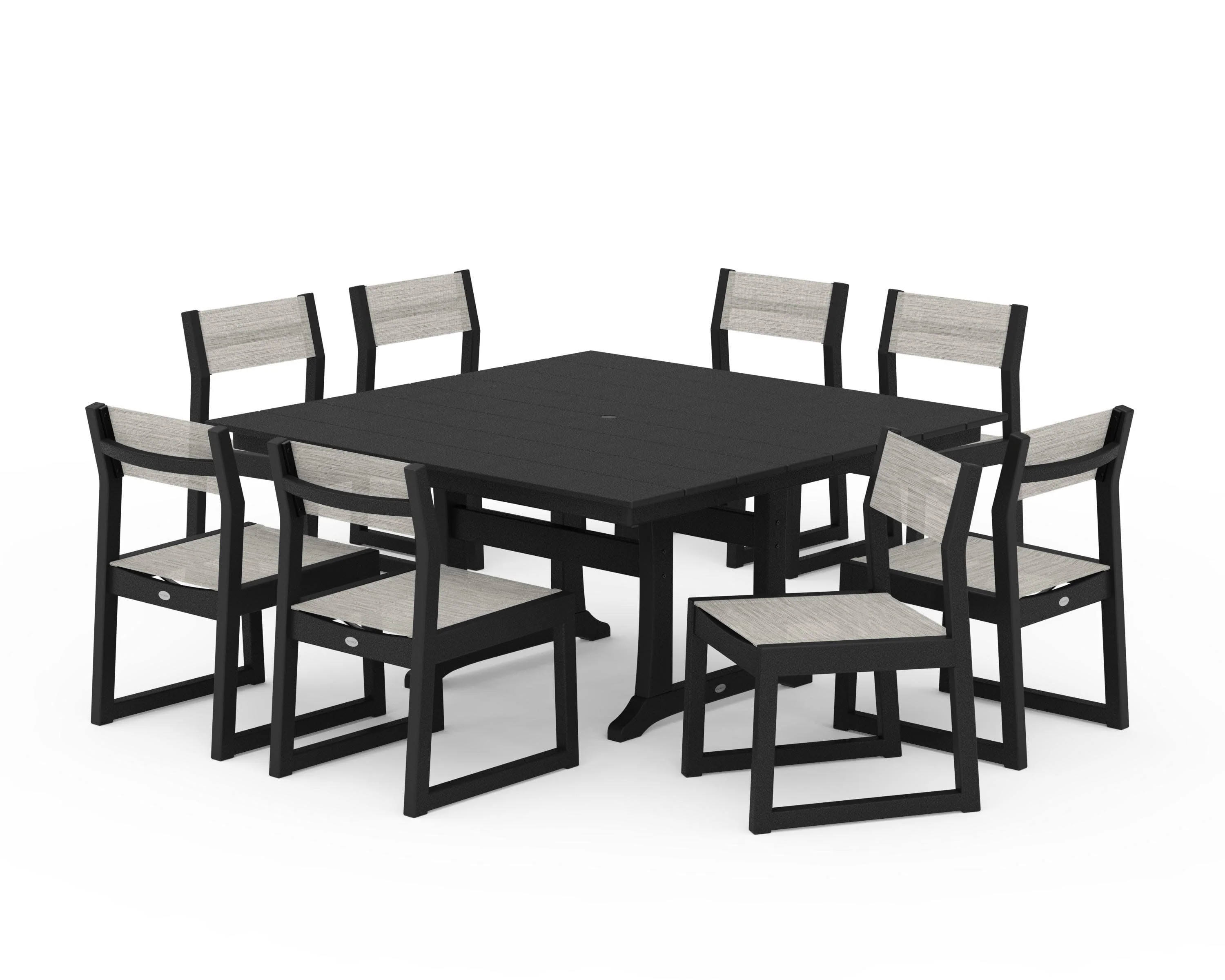 EDGE Sling Side Chair 9-Piece Farmhouse Trestle Dining Set - Image 29