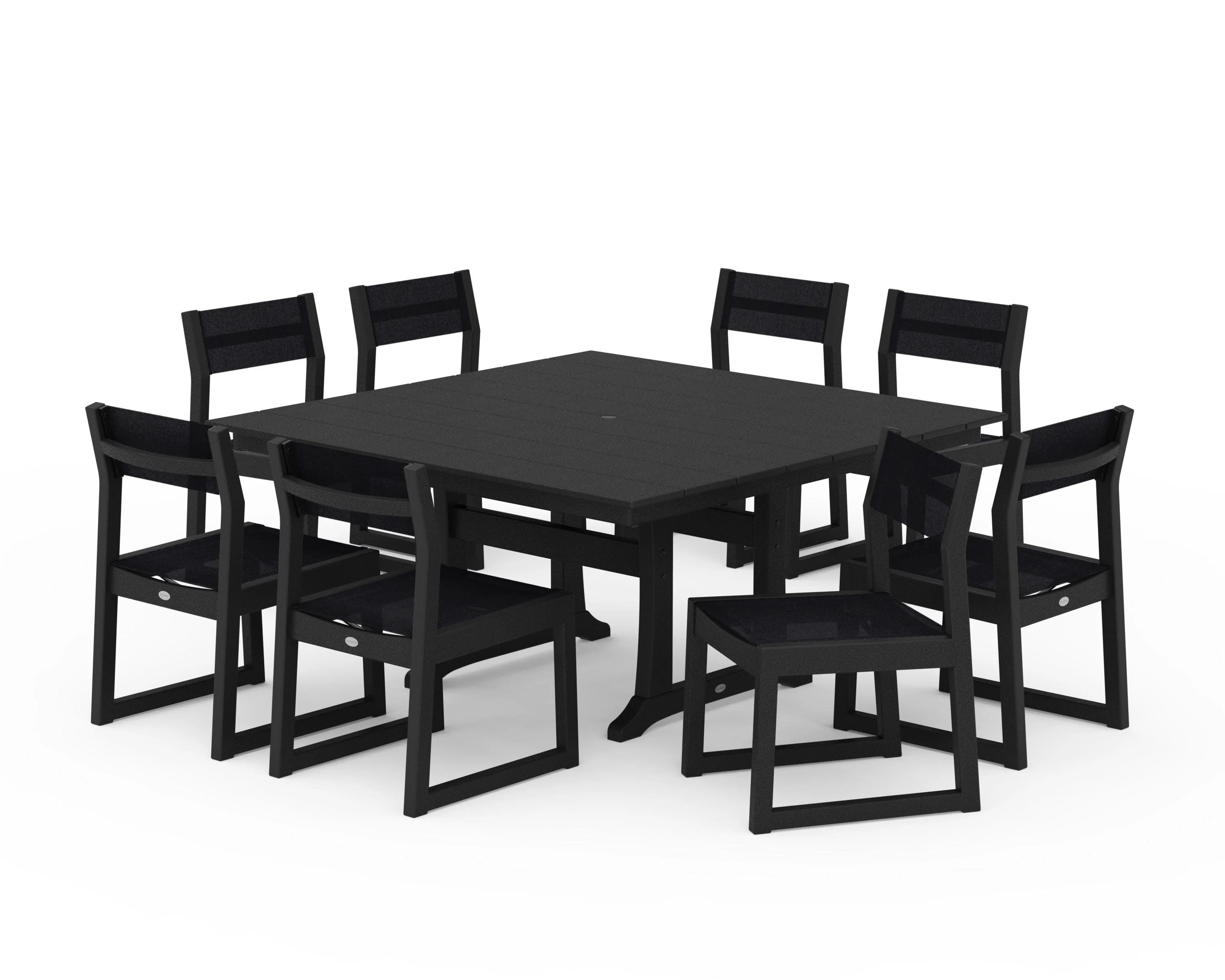 EDGE Sling Side Chair 9-Piece Farmhouse Trestle Dining Set - Image 31