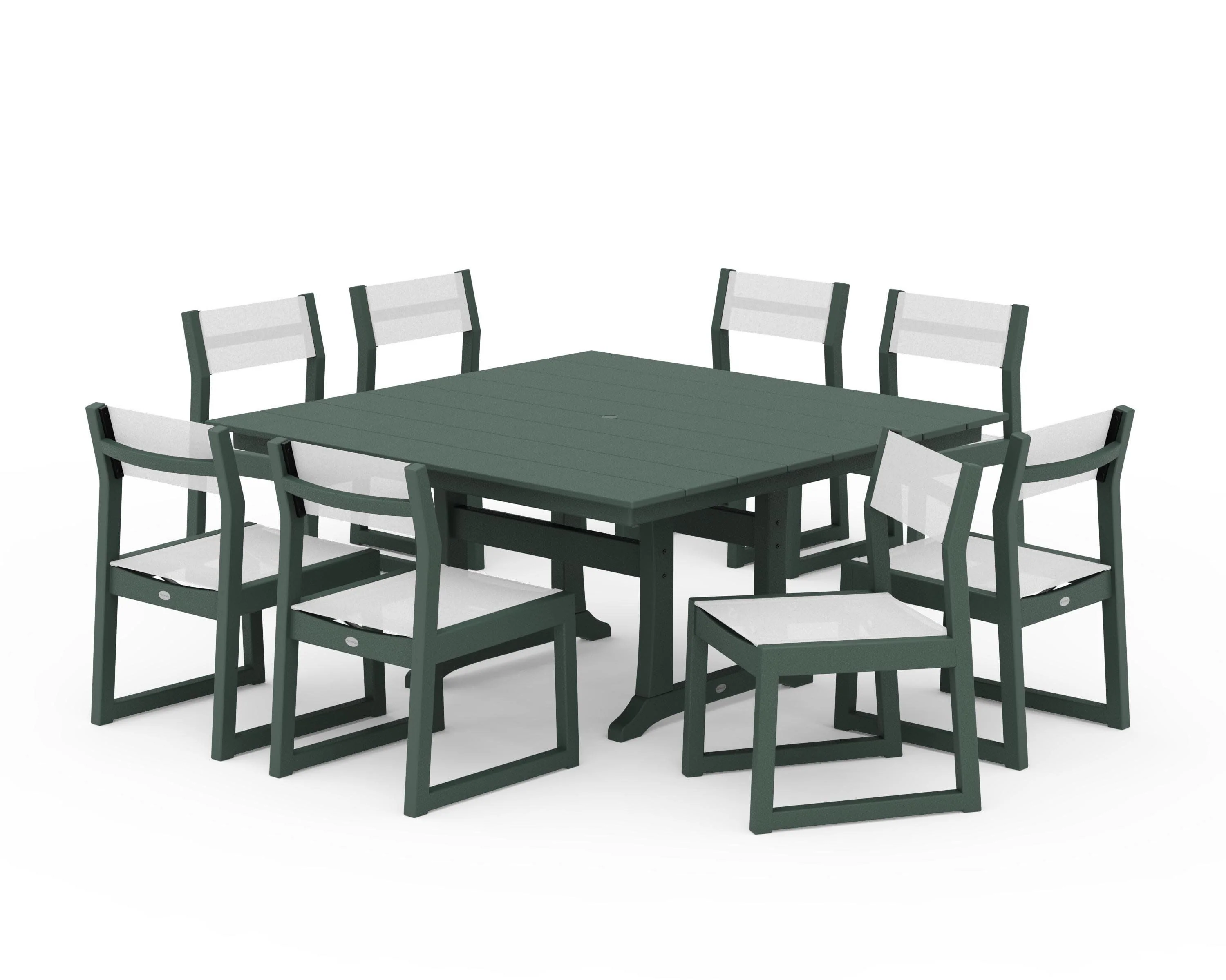 EDGE Sling Side Chair 9-Piece Farmhouse Trestle Dining Set - Image 34
