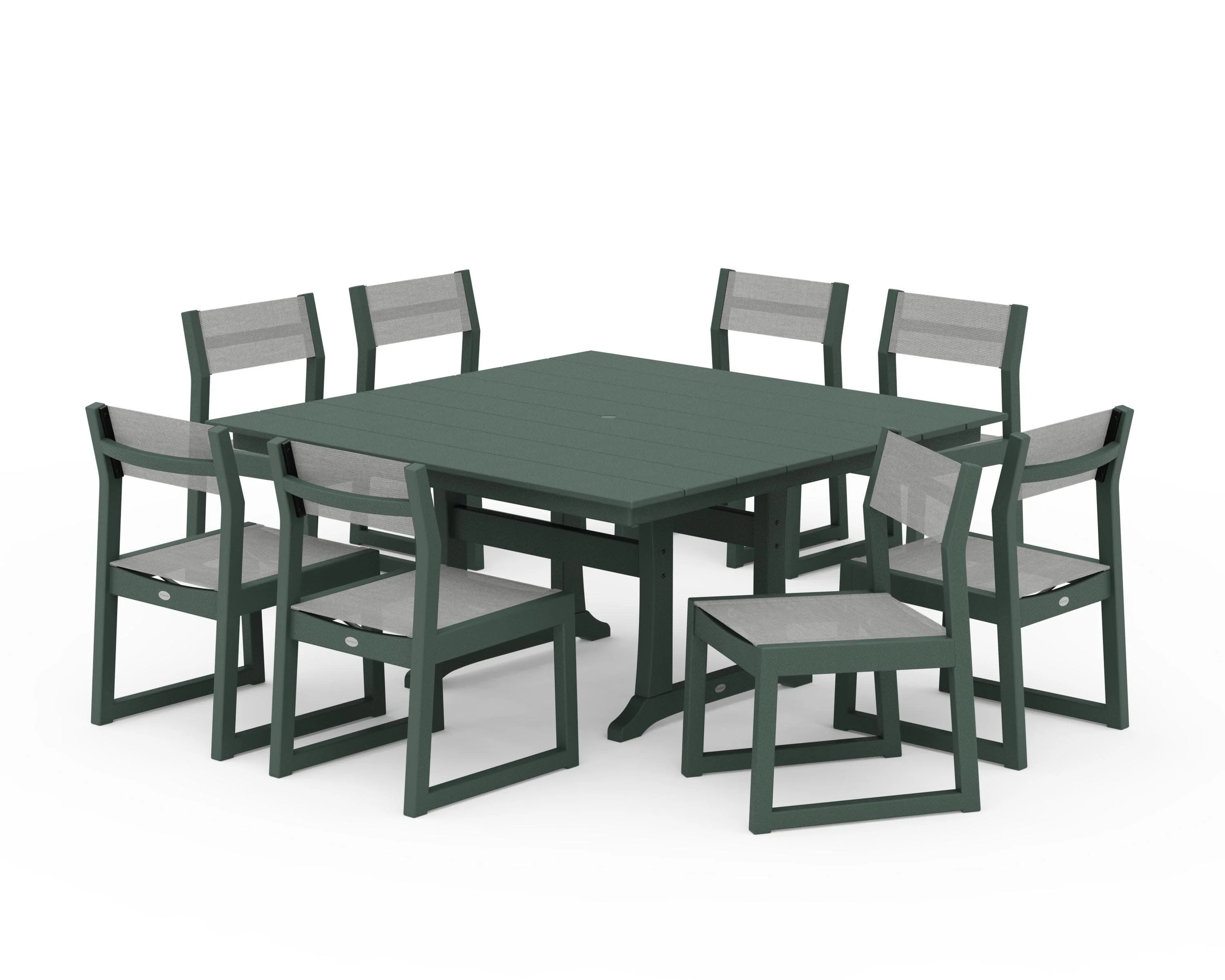 EDGE Sling Side Chair 9-Piece Farmhouse Trestle Dining Set - Image 36