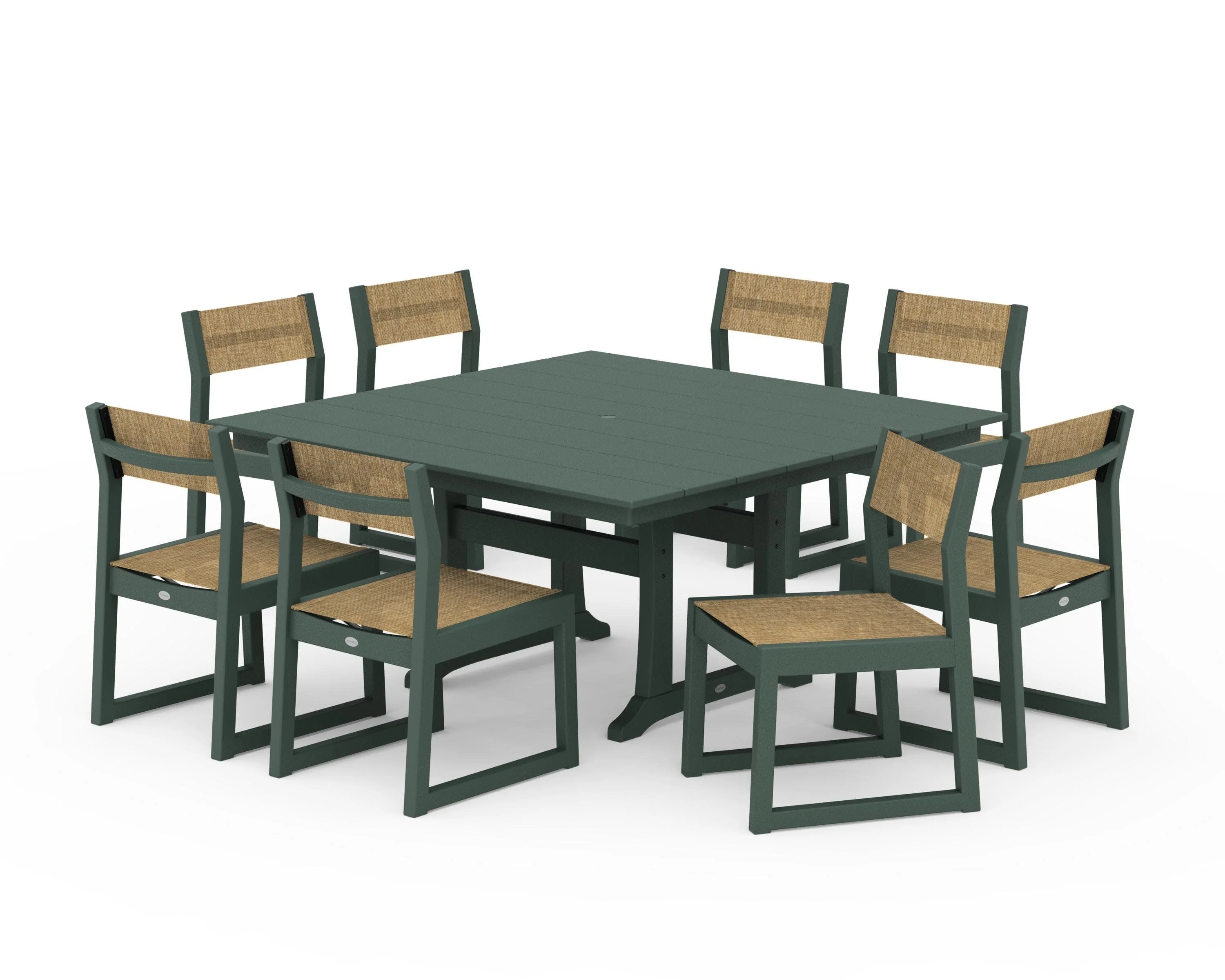 EDGE Sling Side Chair 9-Piece Farmhouse Trestle Dining Set - Image 38