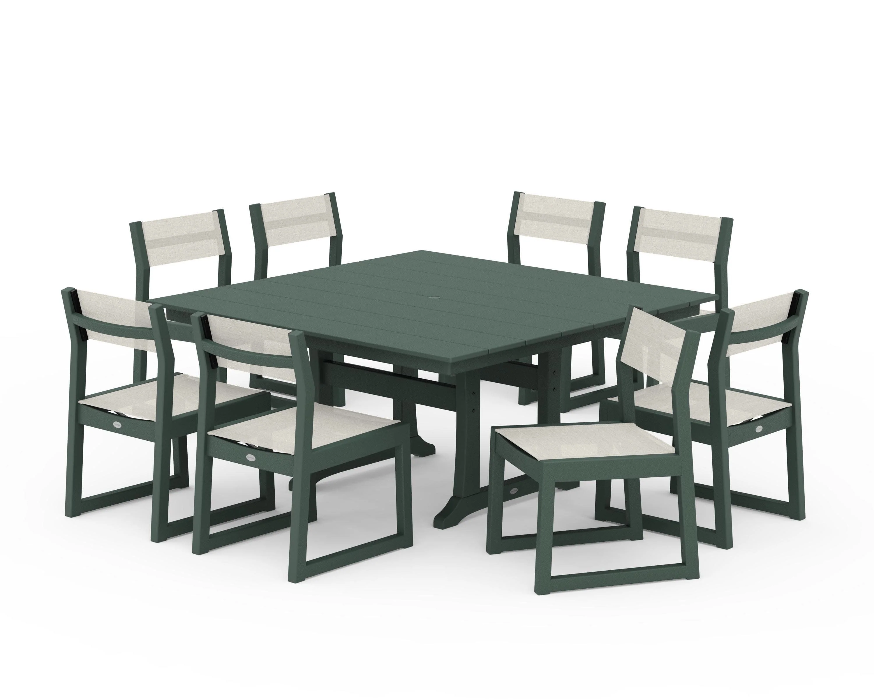 EDGE Sling Side Chair 9-Piece Farmhouse Trestle Dining Set - Image 39