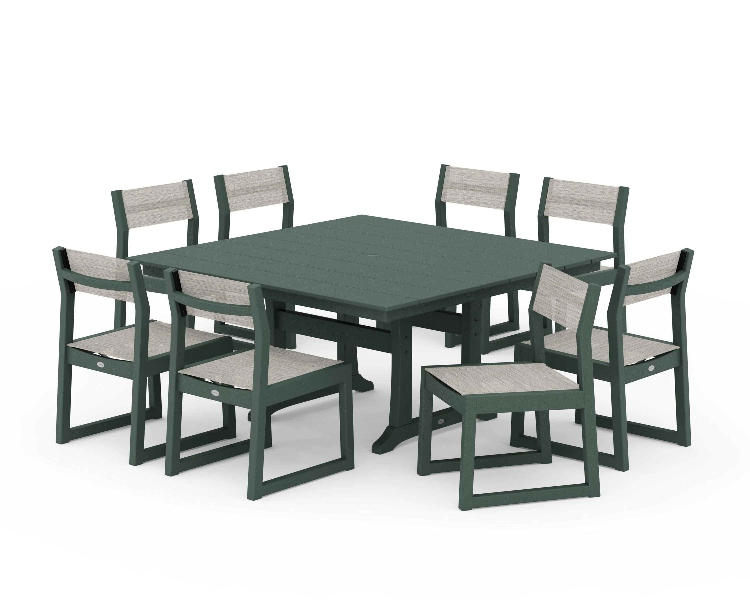 EDGE Sling Side Chair 9-Piece Farmhouse Trestle Dining Set - Image 40