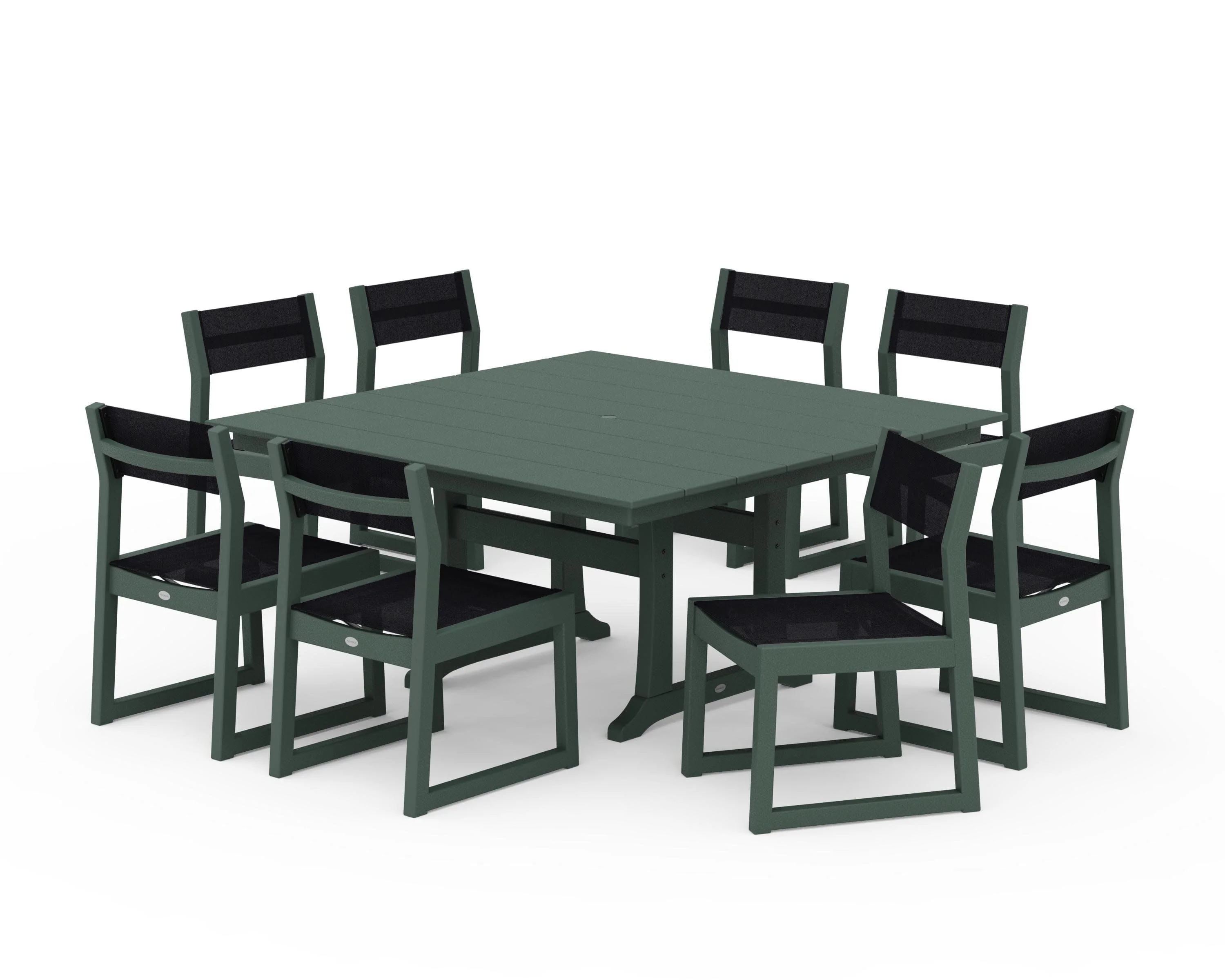 EDGE Sling Side Chair 9-Piece Farmhouse Trestle Dining Set - Image 42