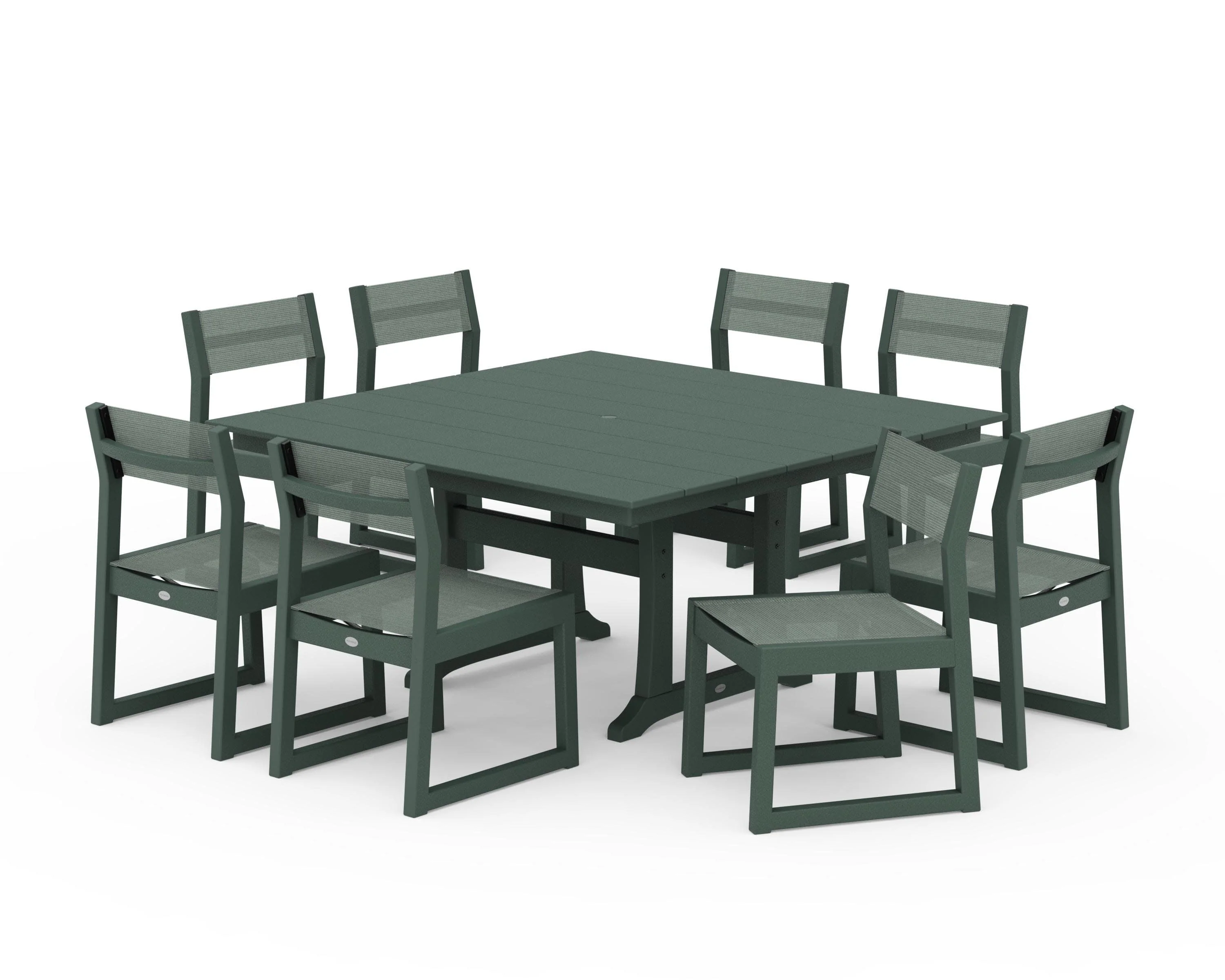 EDGE Sling Side Chair 9-Piece Farmhouse Trestle Dining Set - Image 44