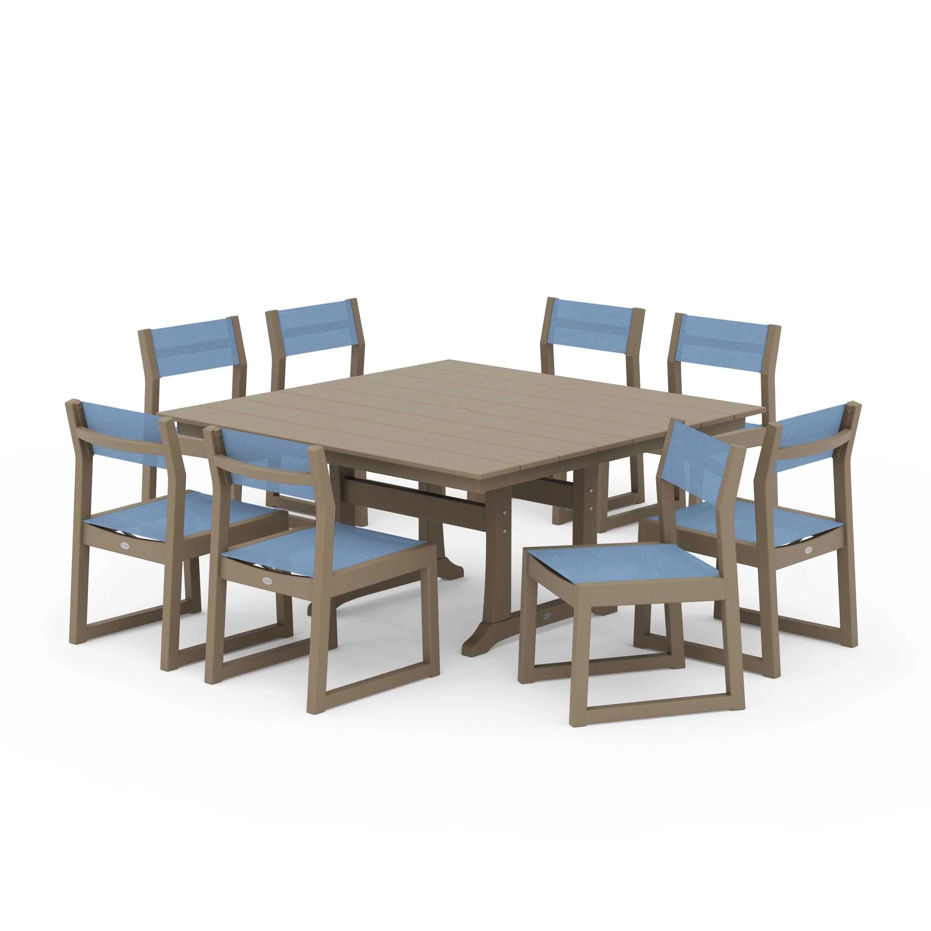 EDGE Sling Side Chair 9-Piece Farmhouse Trestle Dining Set - Image 45
