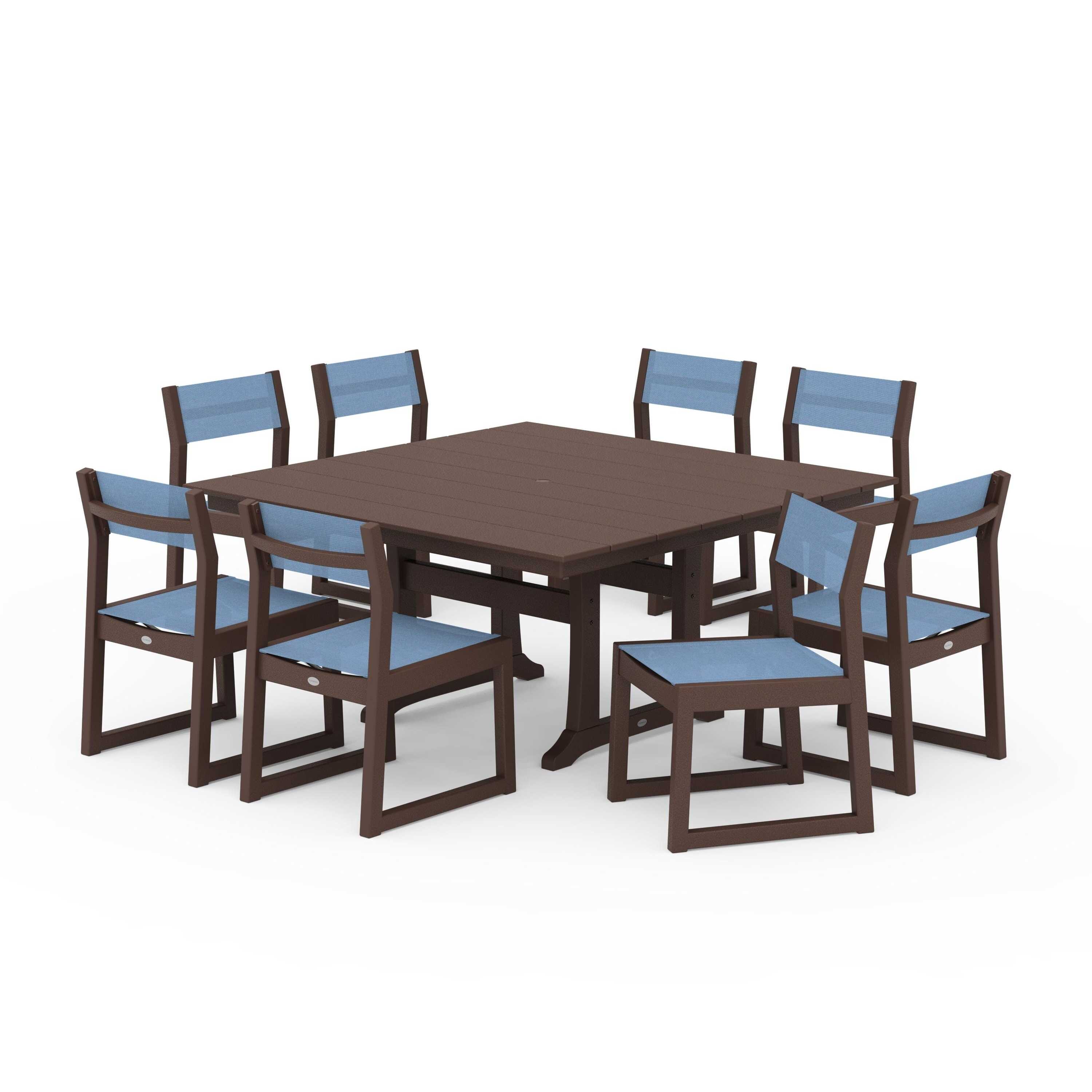 EDGE Sling Side Chair 9-Piece Farmhouse Trestle Dining Set - Image 49