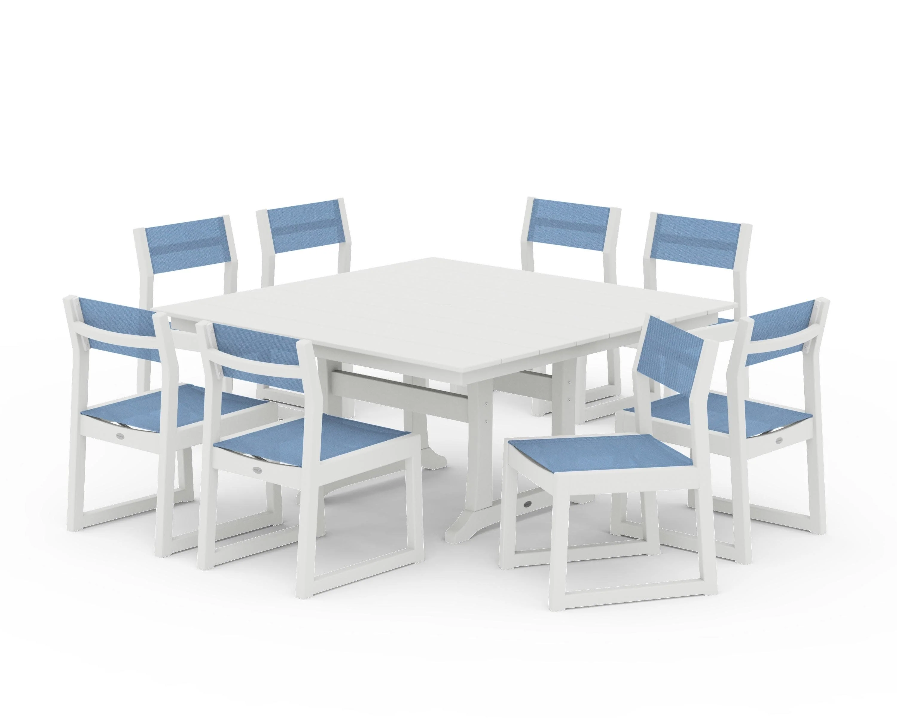 EDGE Sling Side Chair 9-Piece Farmhouse Trestle Dining Set - Image 5