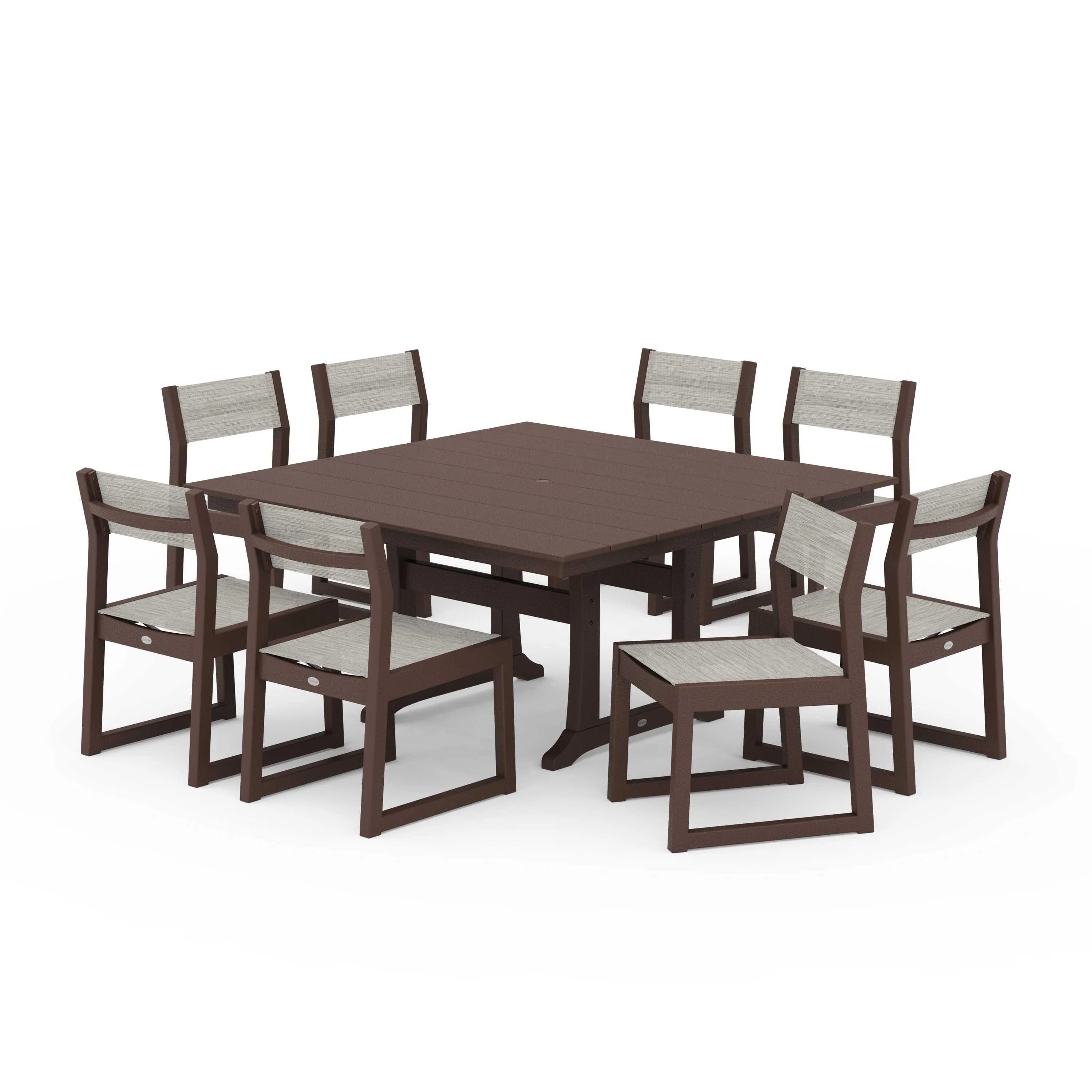 EDGE Sling Side Chair 9-Piece Farmhouse Trestle Dining Set - Image 50
