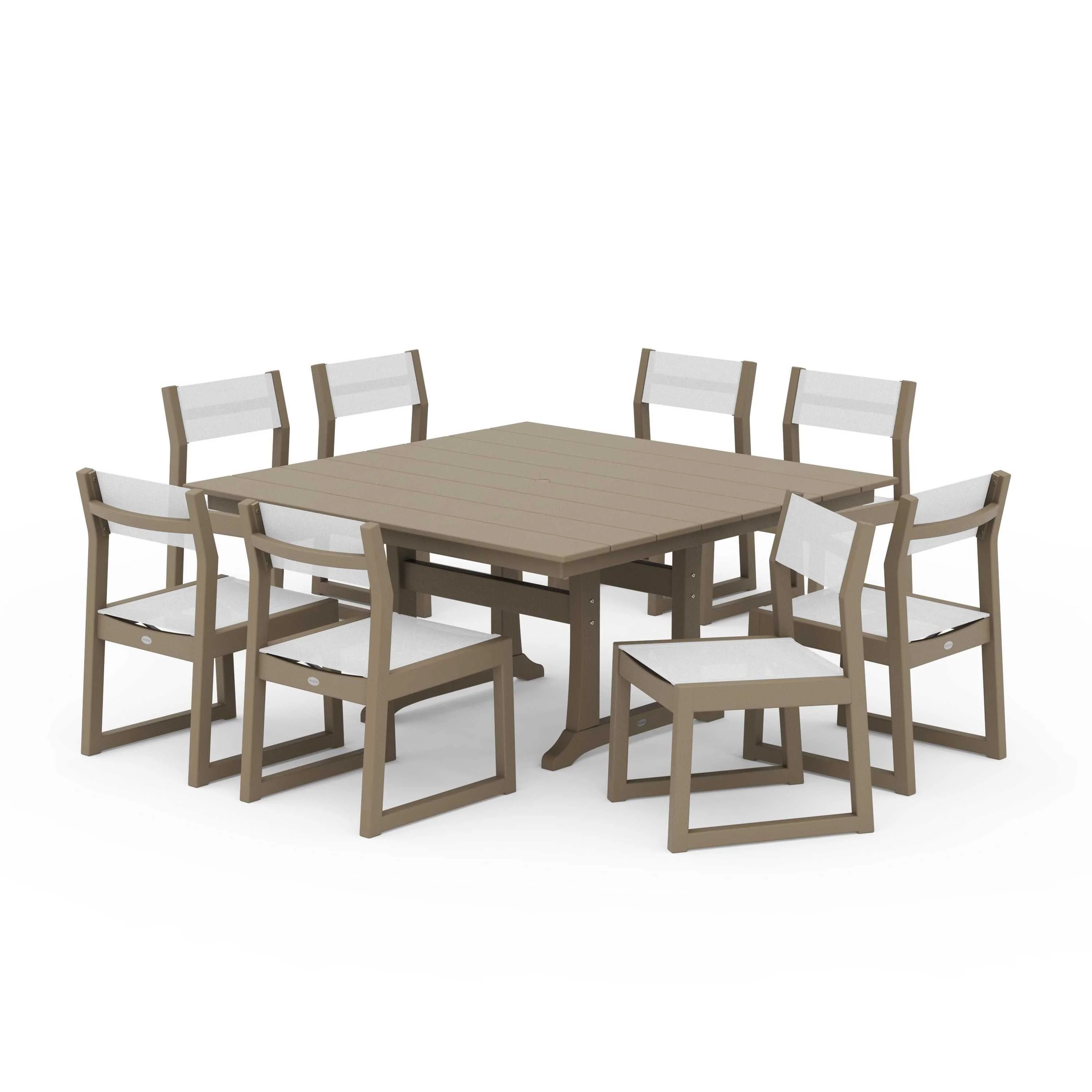 EDGE Sling Side Chair 9-Piece Farmhouse Trestle Dining Set - Image 51