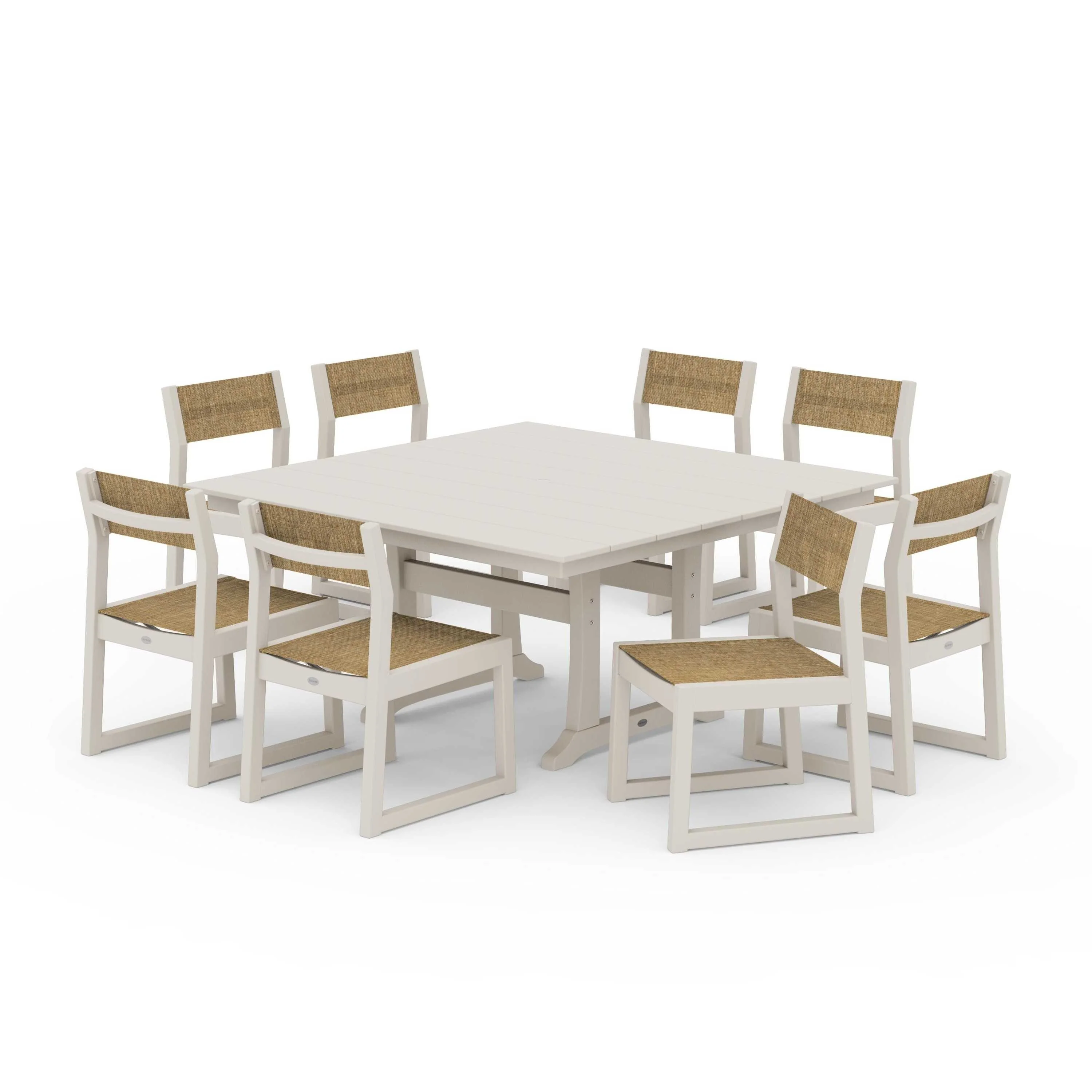EDGE Sling Side Chair 9-Piece Farmhouse Trestle Dining Set - Image 52