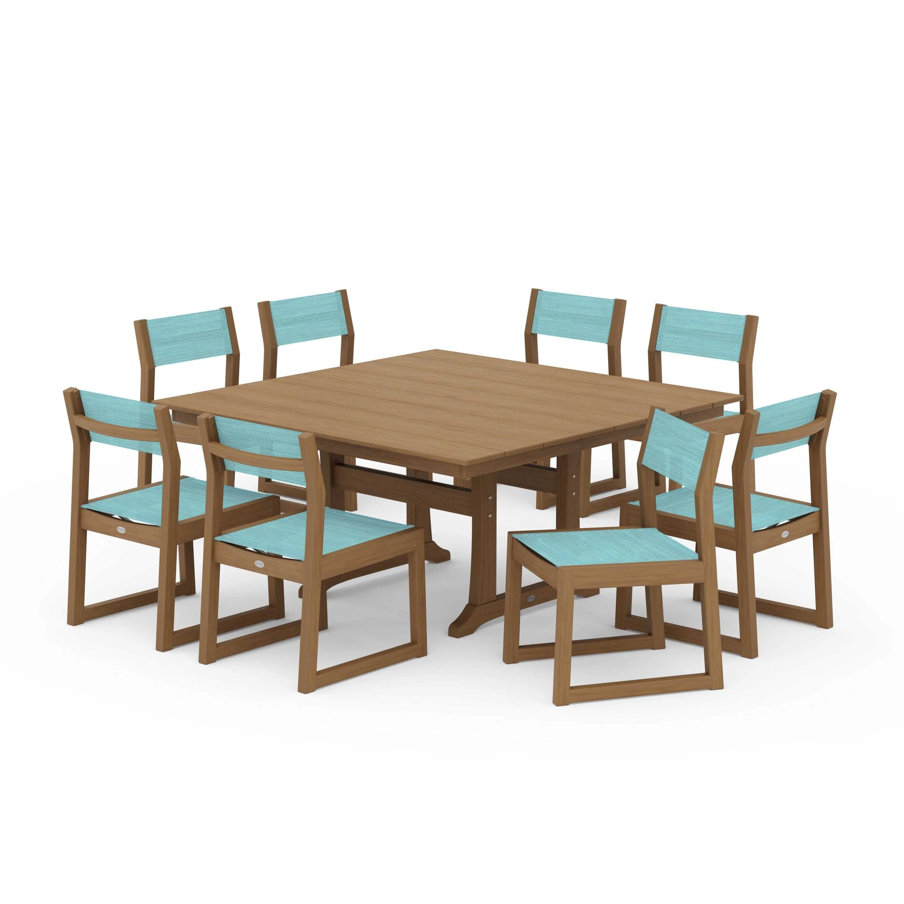 EDGE Sling Side Chair 9-Piece Farmhouse Trestle Dining Set - Image 57