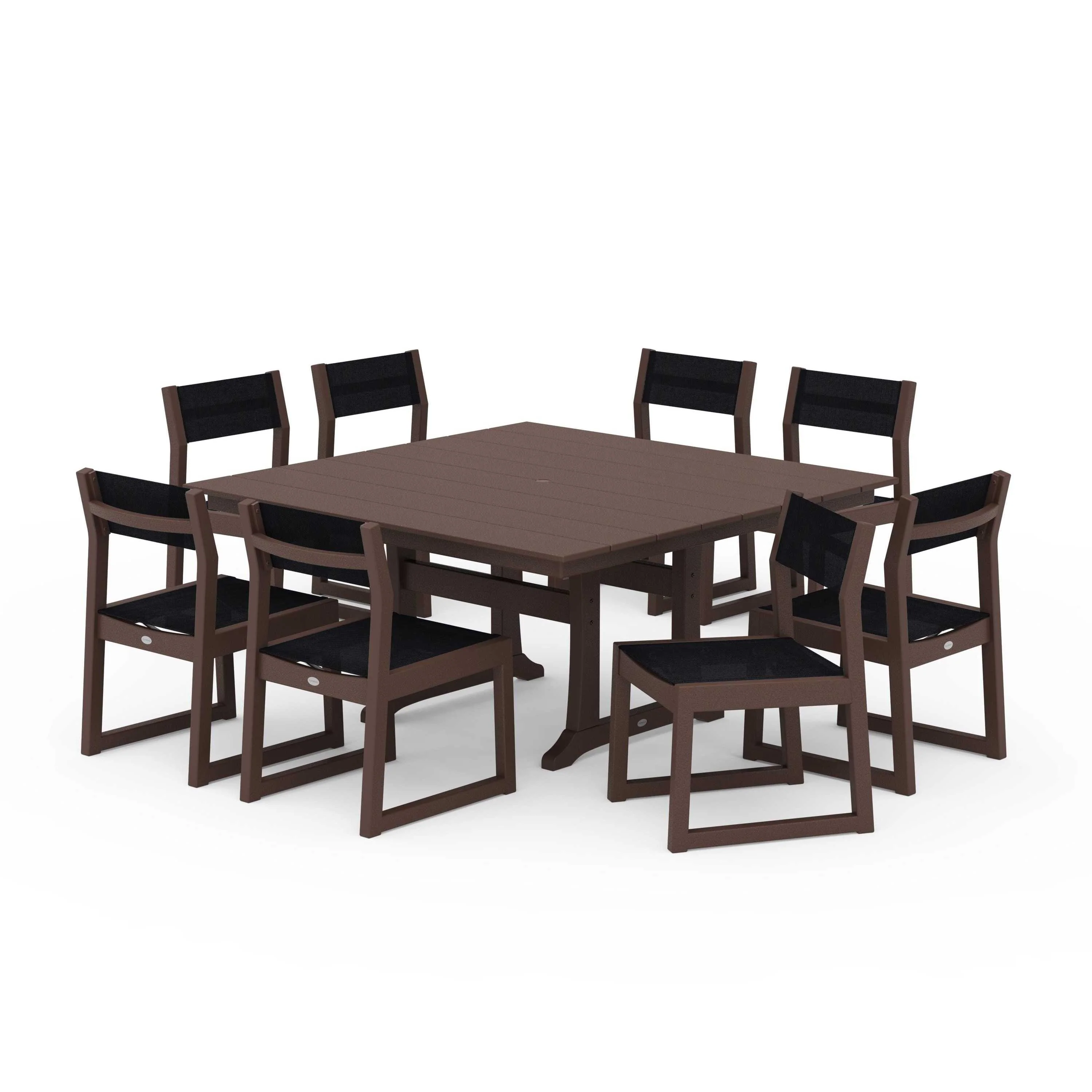 EDGE Sling Side Chair 9-Piece Farmhouse Trestle Dining Set - Image 58