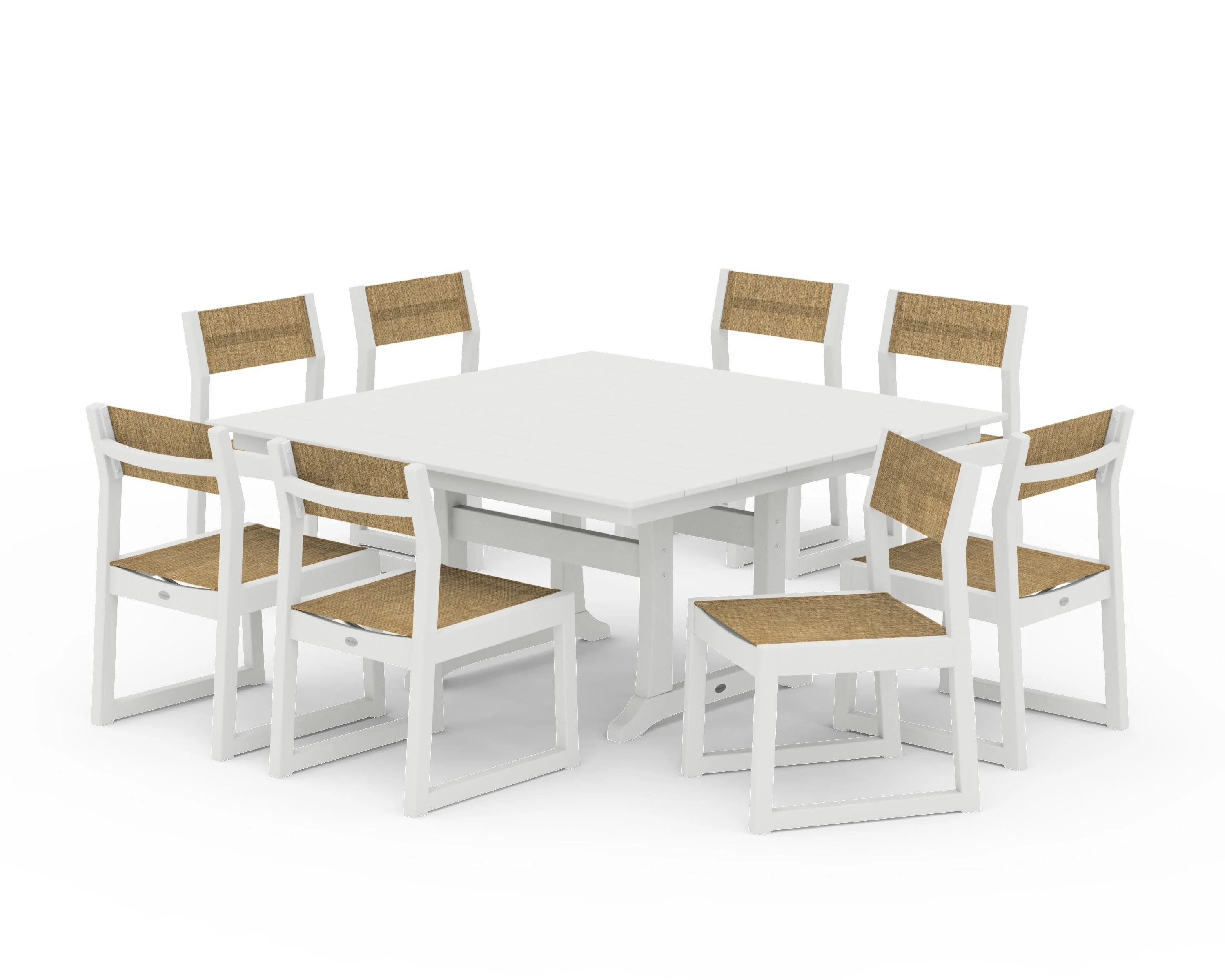 EDGE Sling Side Chair 9-Piece Farmhouse Trestle Dining Set - Image 6