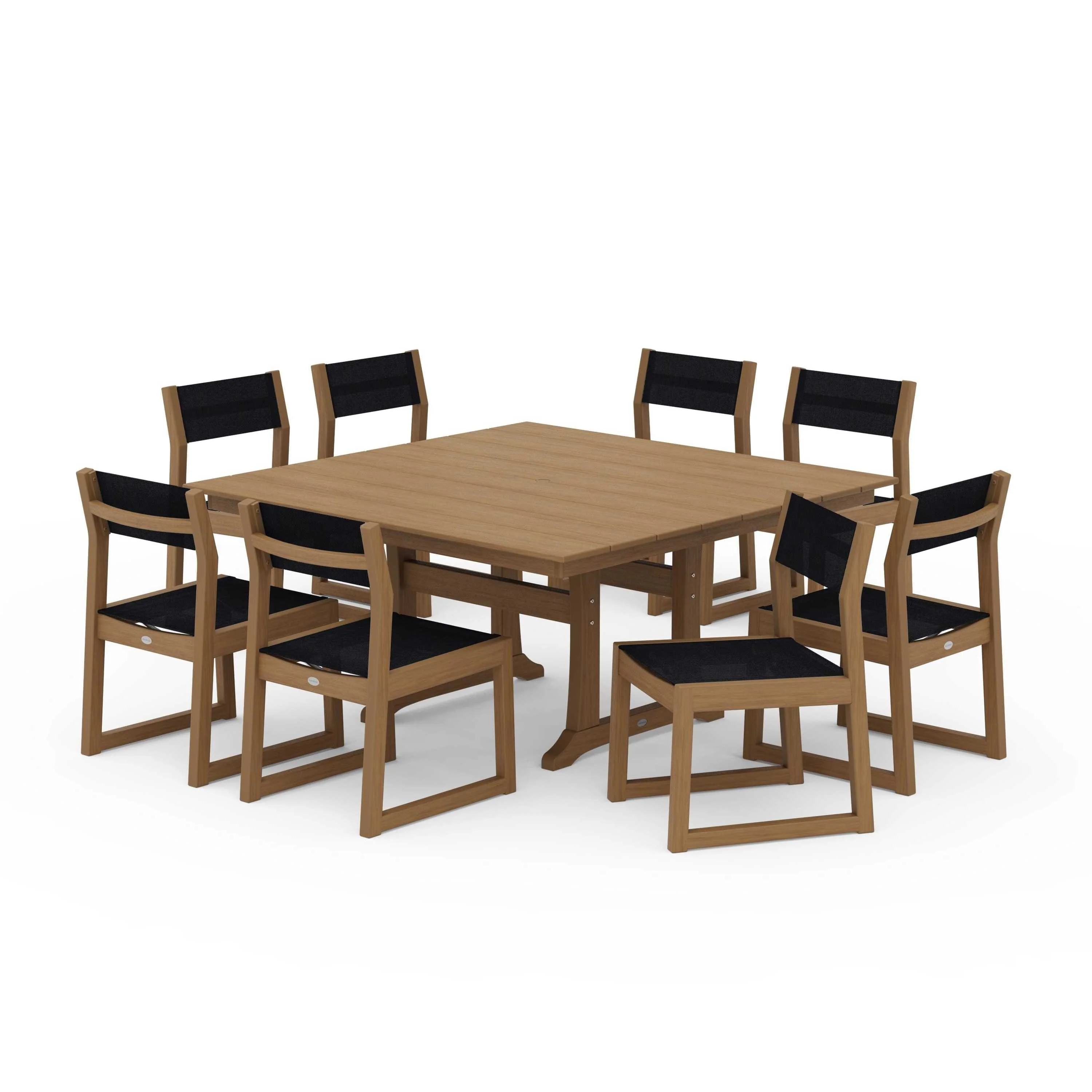 EDGE Sling Side Chair 9-Piece Farmhouse Trestle Dining Set - Image 63