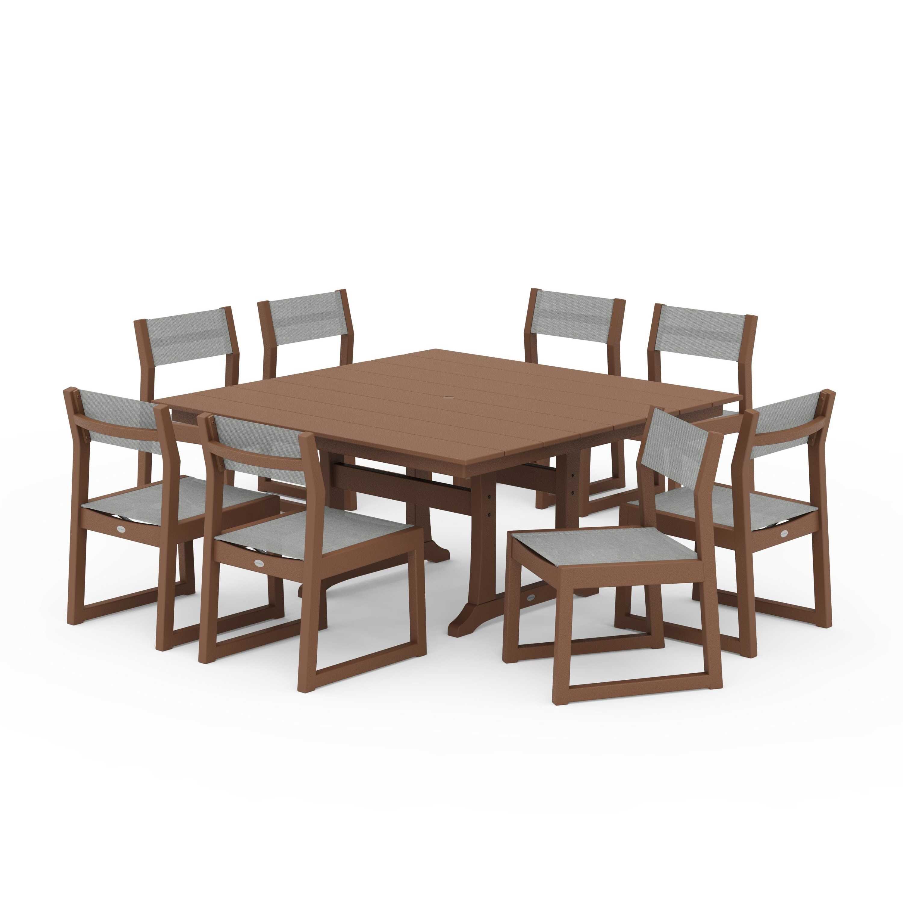 EDGE Sling Side Chair 9-Piece Farmhouse Trestle Dining Set - Image 64