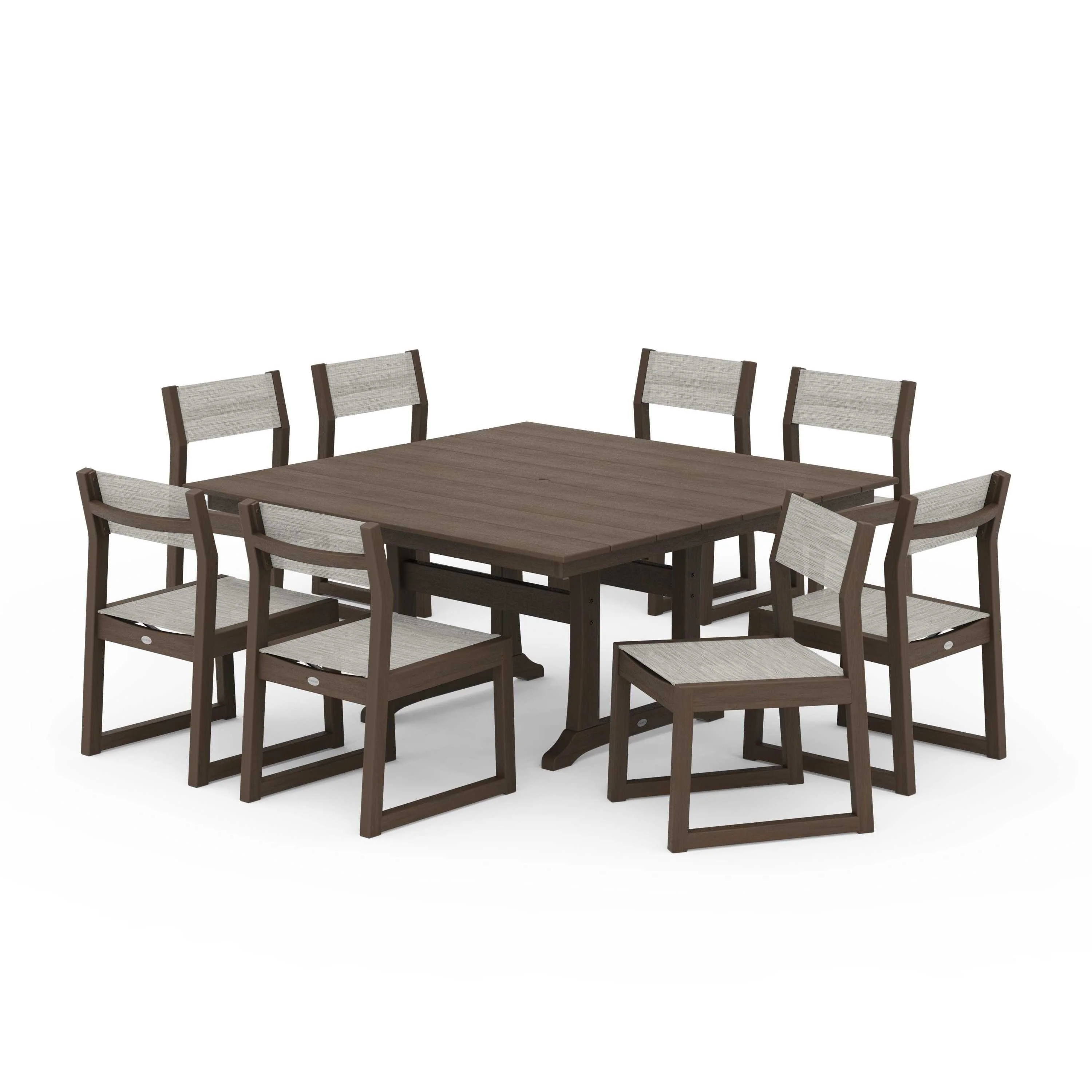 EDGE Sling Side Chair 9-Piece Farmhouse Trestle Dining Set - Image 66