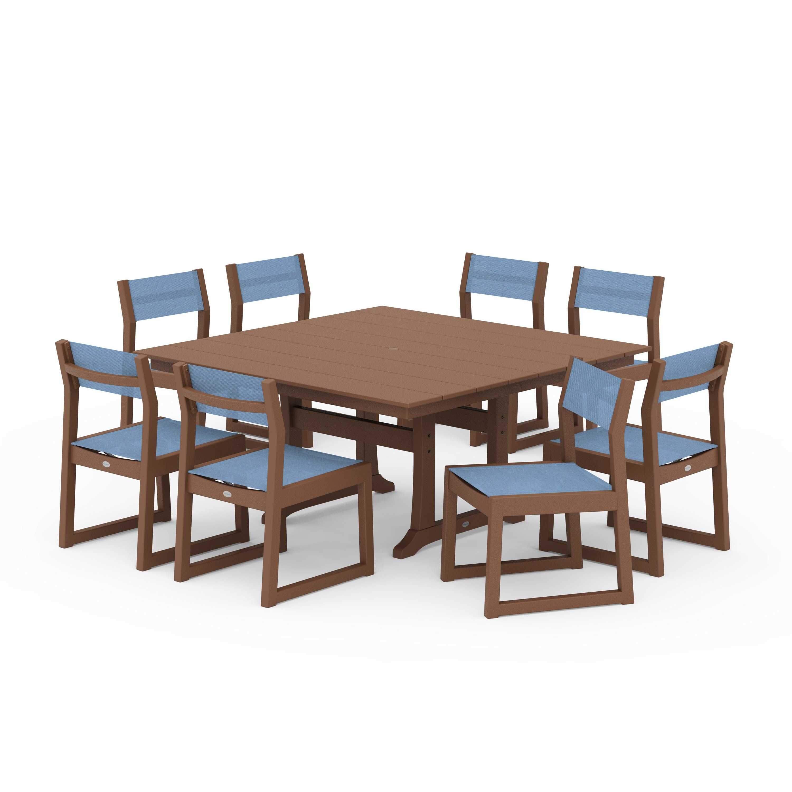 EDGE Sling Side Chair 9-Piece Farmhouse Trestle Dining Set - Image 67