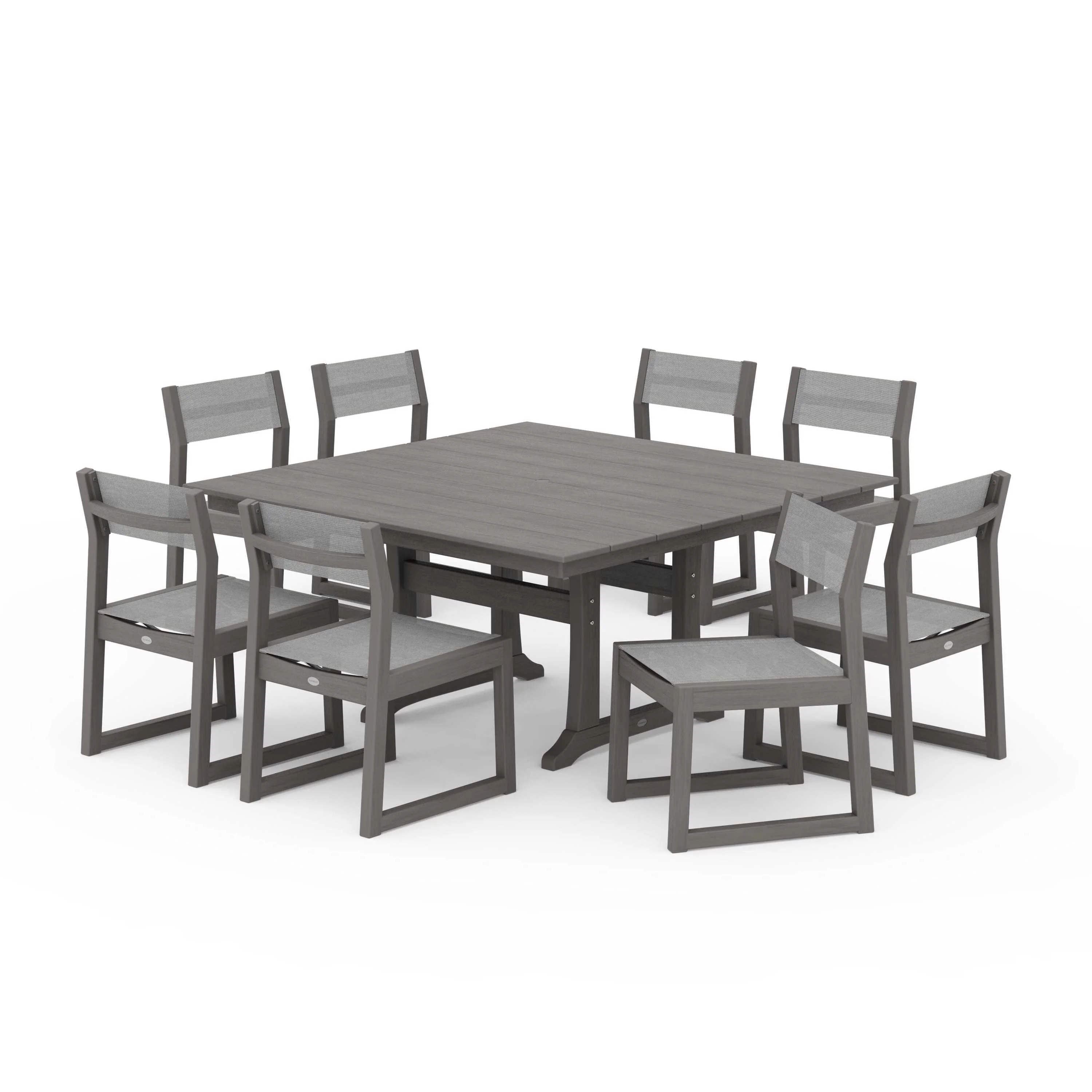 EDGE Sling Side Chair 9-Piece Farmhouse Trestle Dining Set - Image 68