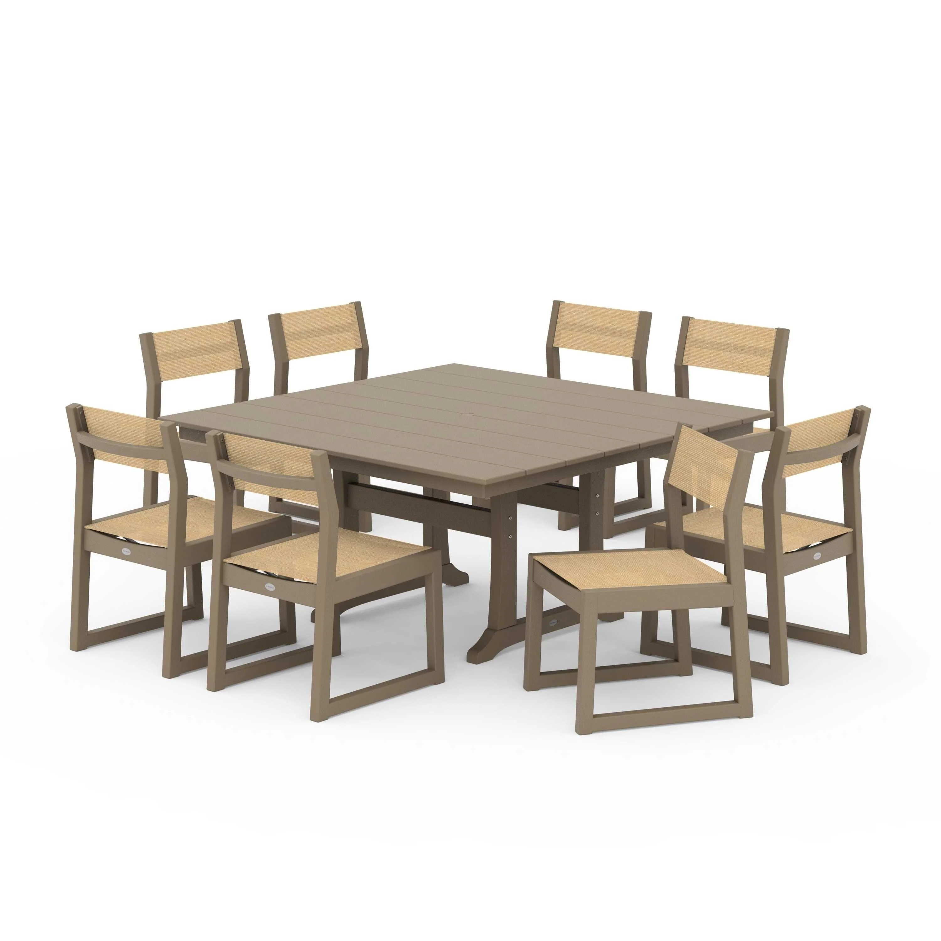 EDGE Sling Side Chair 9-Piece Farmhouse Trestle Dining Set - Image 69