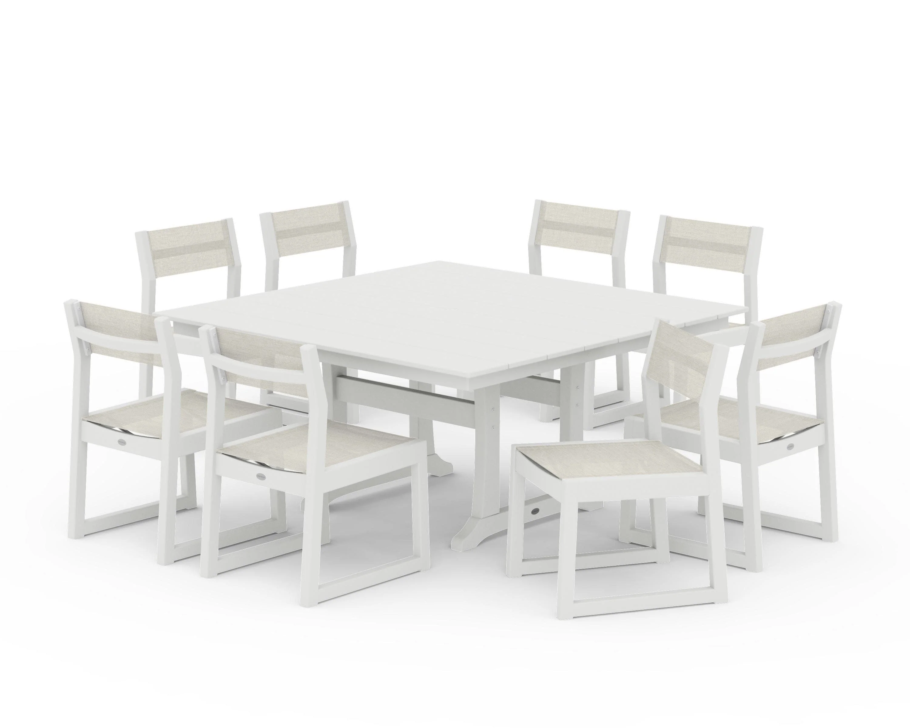 EDGE Sling Side Chair 9-Piece Farmhouse Trestle Dining Set - Image 7