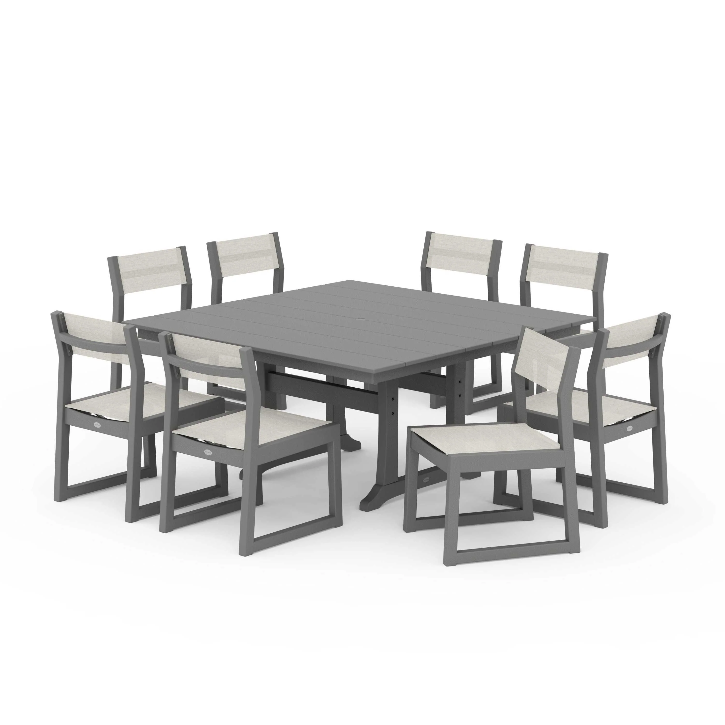 EDGE Sling Side Chair 9-Piece Farmhouse Trestle Dining Set - Image 72