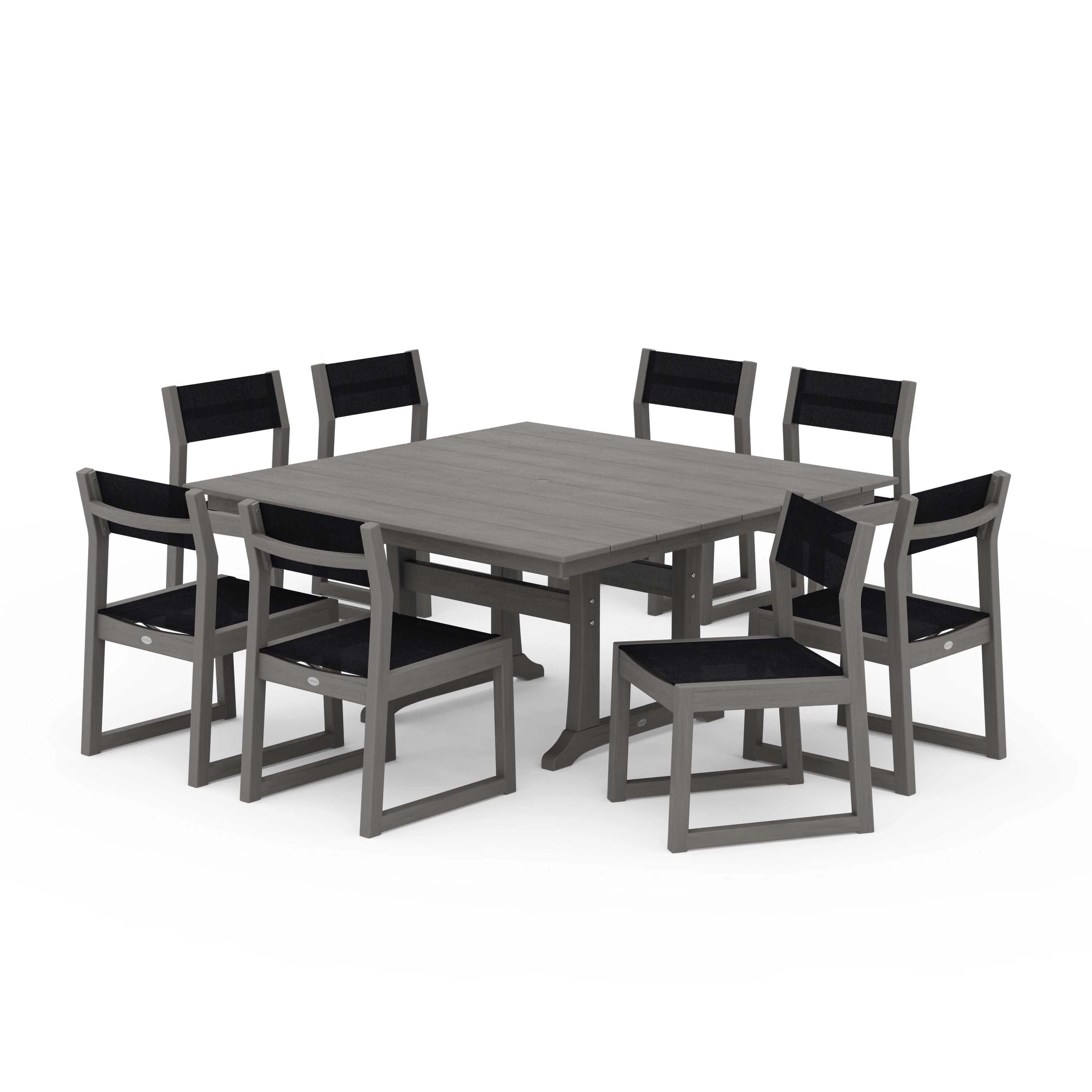 EDGE Sling Side Chair 9-Piece Farmhouse Trestle Dining Set - Image 73