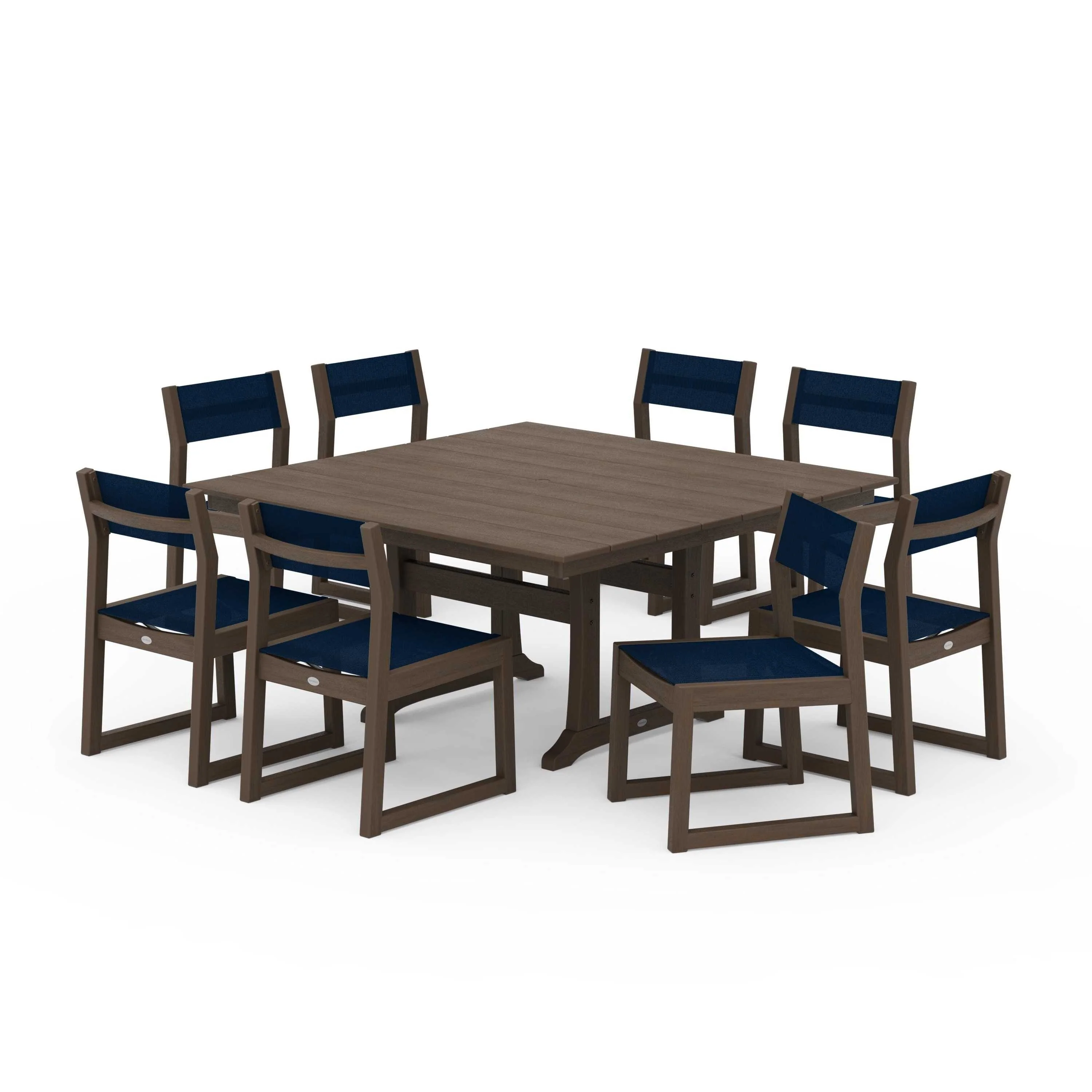 EDGE Sling Side Chair 9-Piece Farmhouse Trestle Dining Set - Image 76