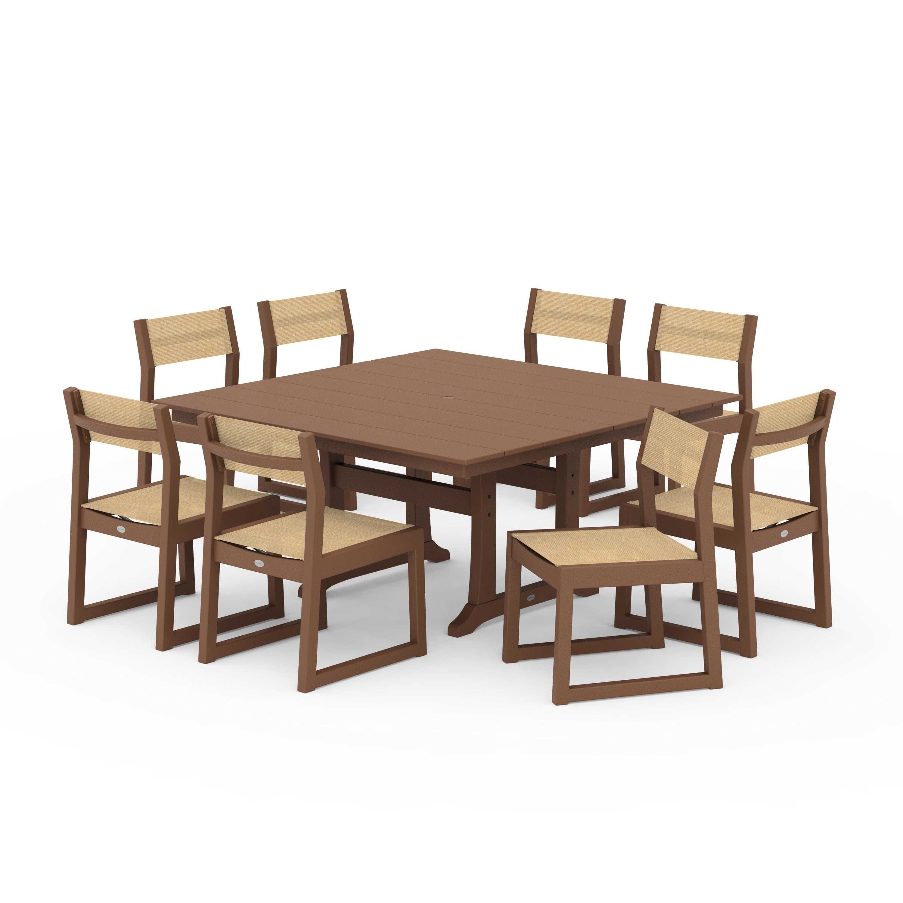EDGE Sling Side Chair 9-Piece Farmhouse Trestle Dining Set - Image 77