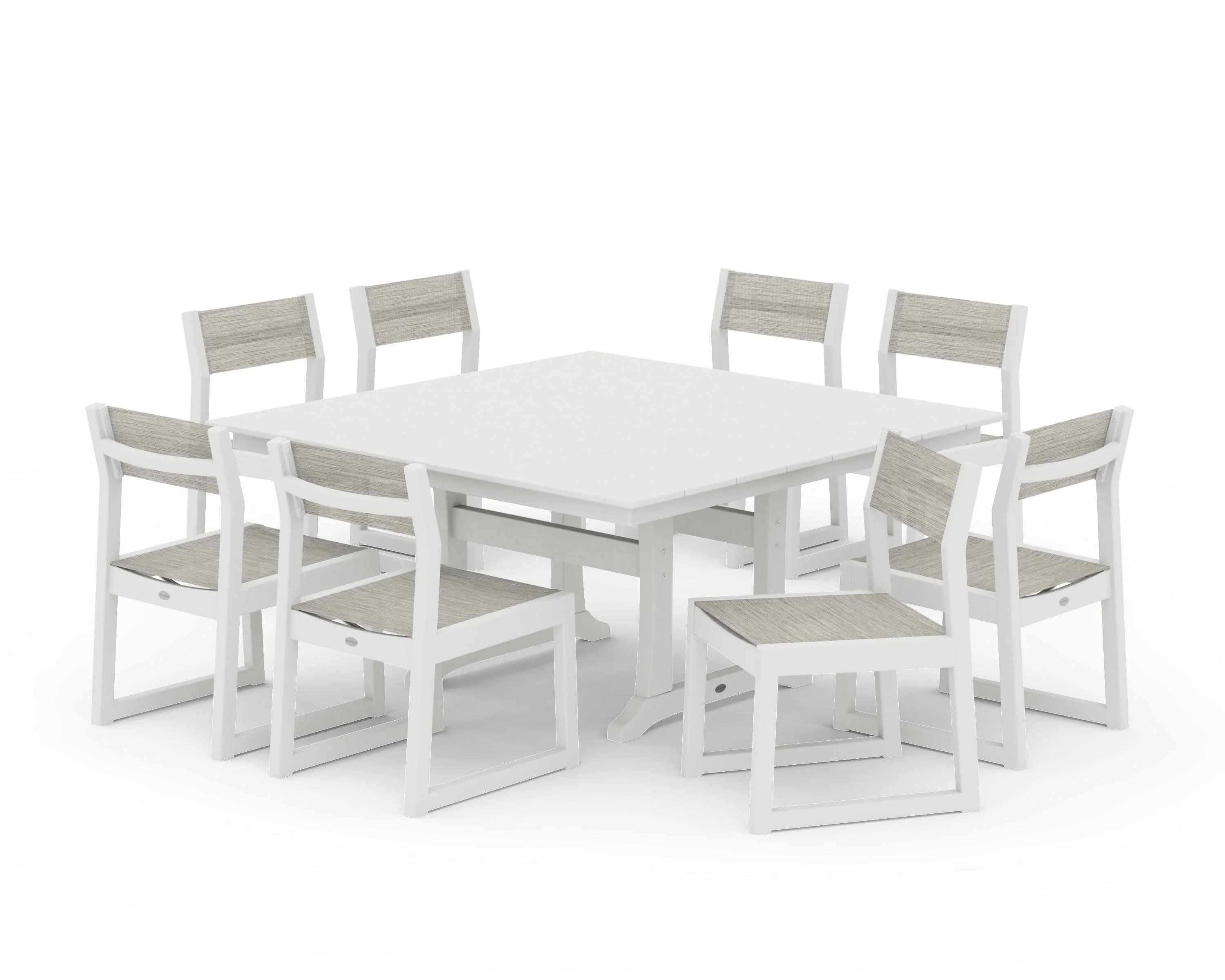 EDGE Sling Side Chair 9-Piece Farmhouse Trestle Dining Set - Image 8