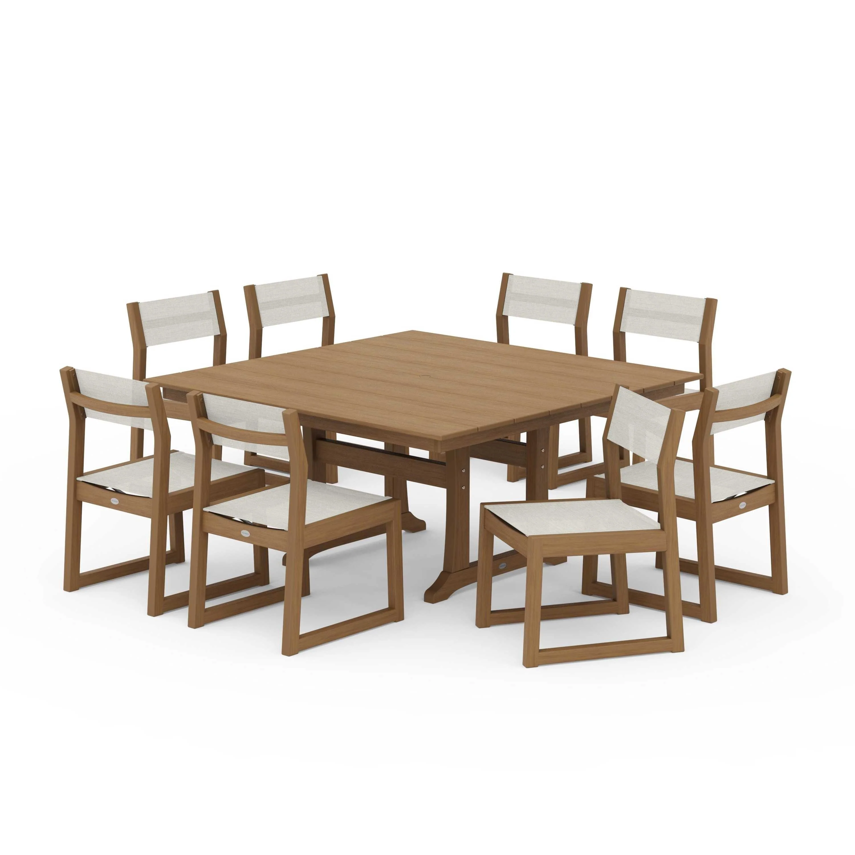 EDGE Sling Side Chair 9-Piece Farmhouse Trestle Dining Set - Image 82