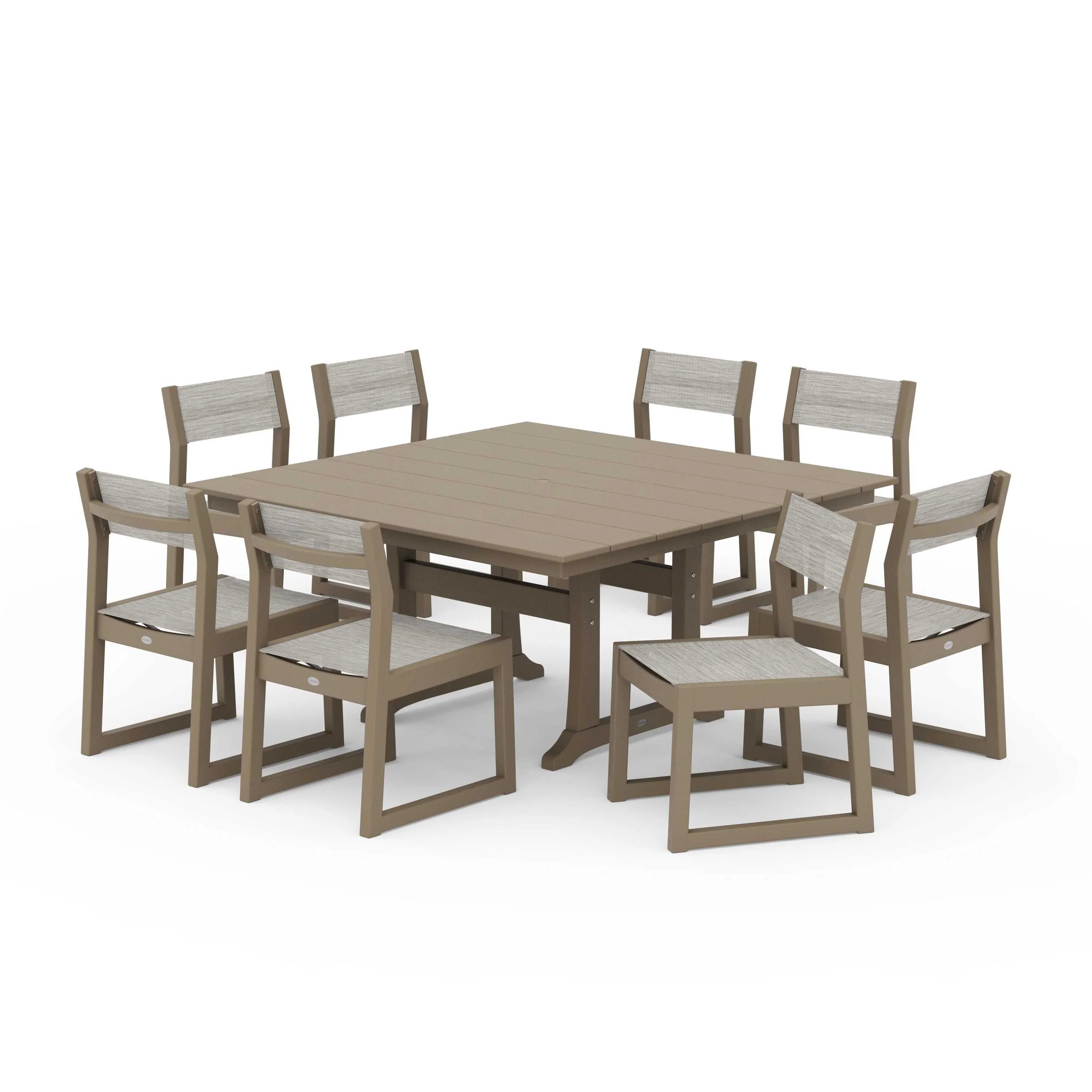 EDGE Sling Side Chair 9-Piece Farmhouse Trestle Dining Set - Image 84