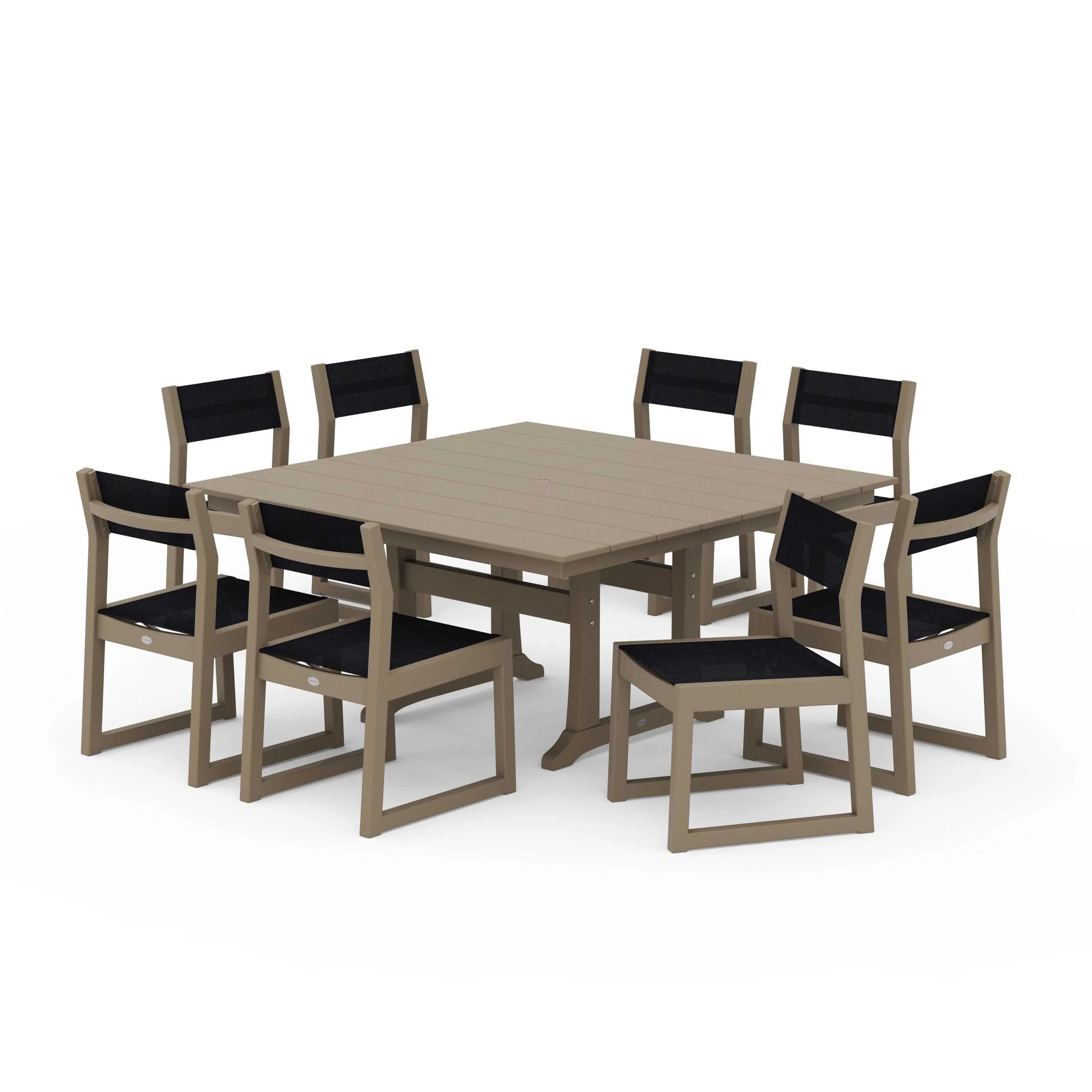 EDGE Sling Side Chair 9-Piece Farmhouse Trestle Dining Set - Image 86
