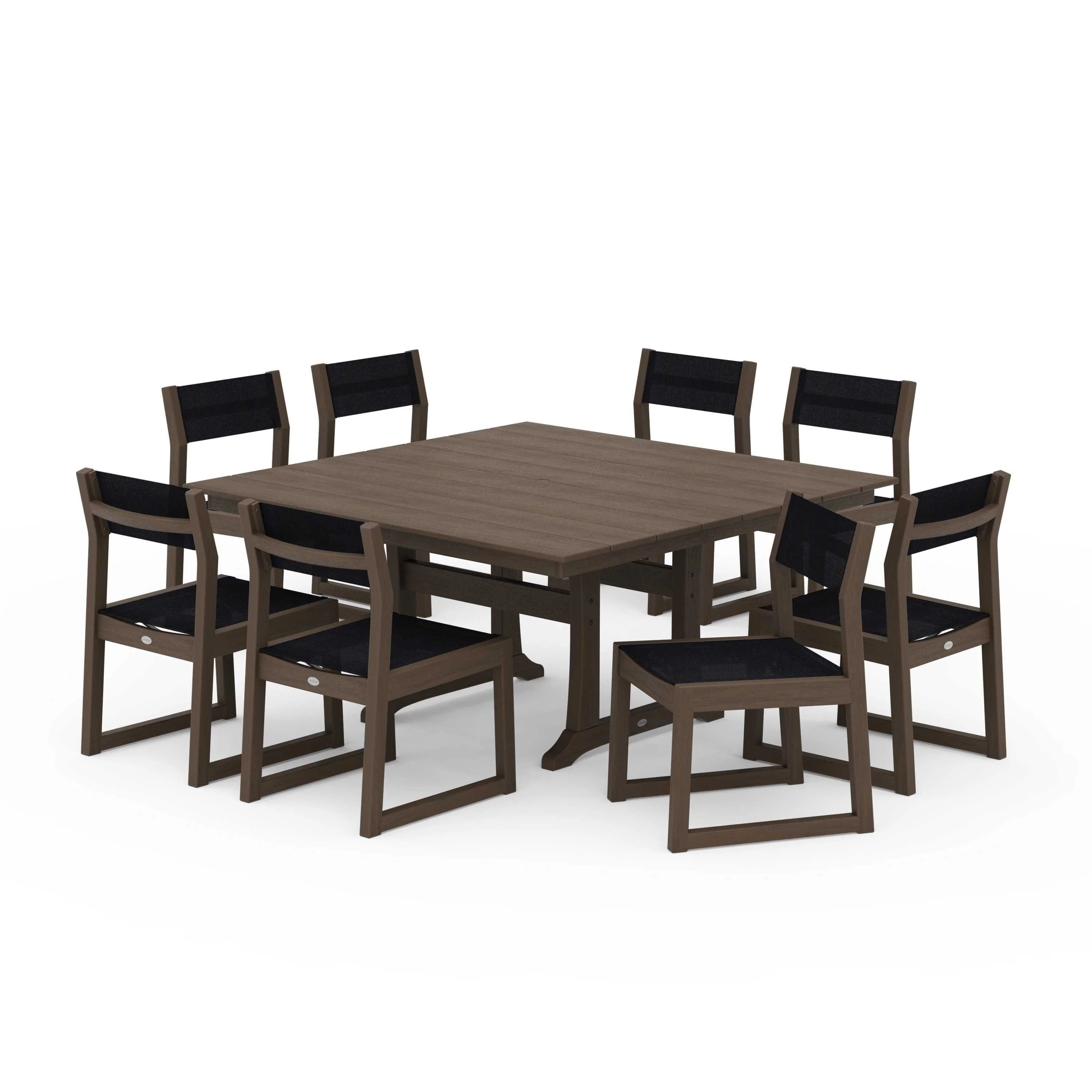 EDGE Sling Side Chair 9-Piece Farmhouse Trestle Dining Set - Image 87