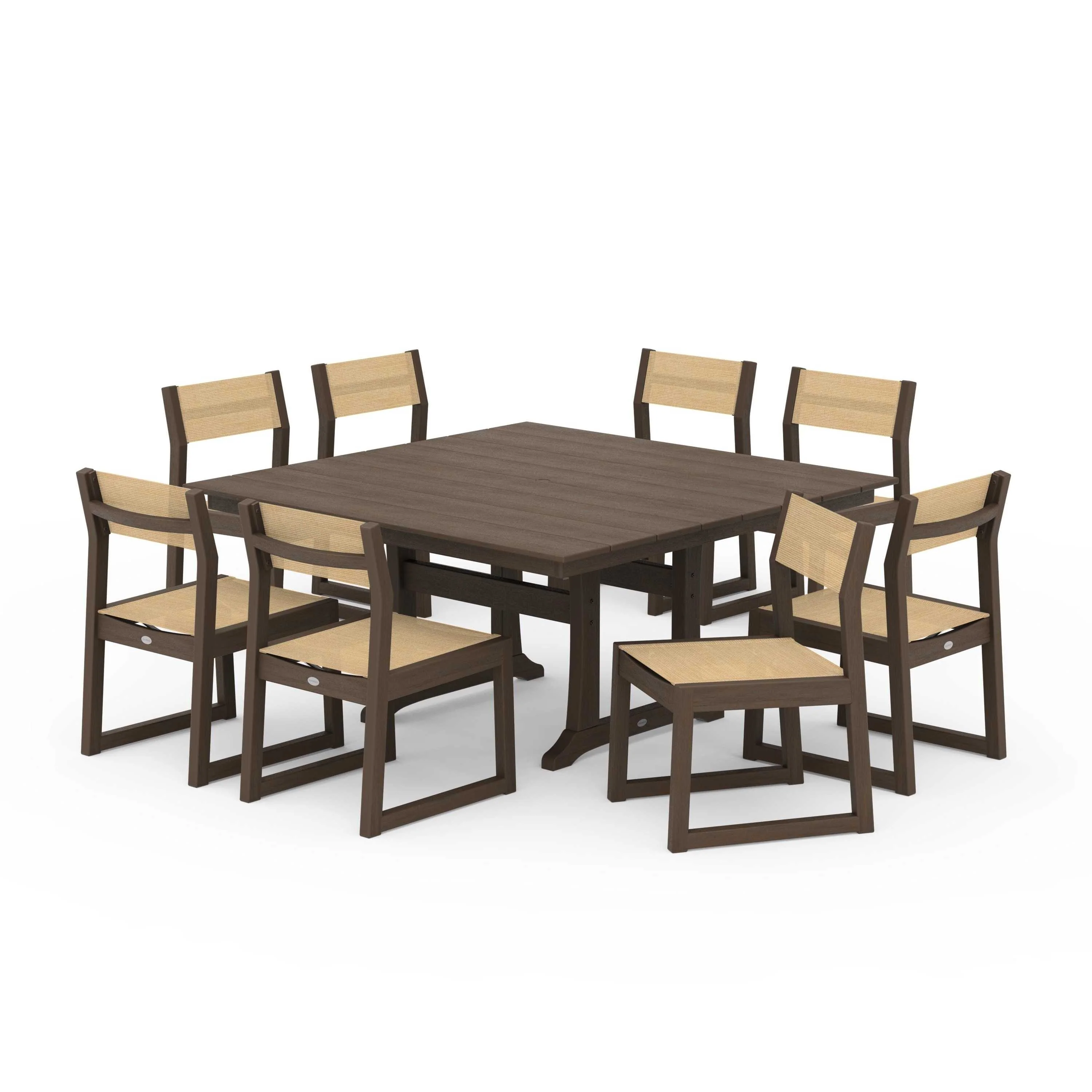 EDGE Sling Side Chair 9-Piece Farmhouse Trestle Dining Set - Image 89