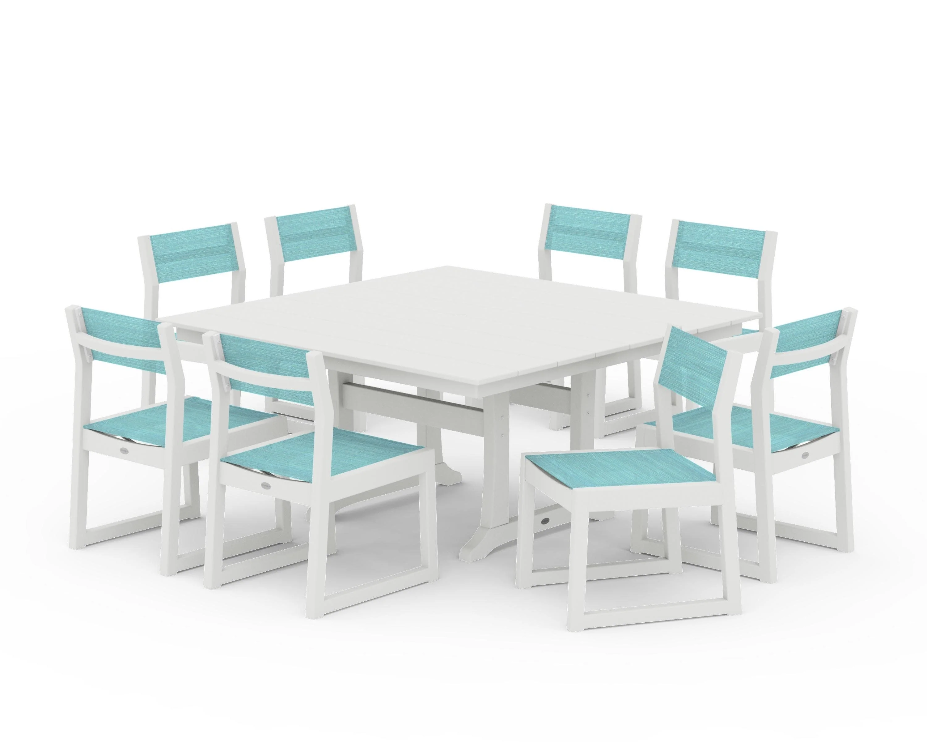 EDGE Sling Side Chair 9-Piece Farmhouse Trestle Dining Set - Image 9