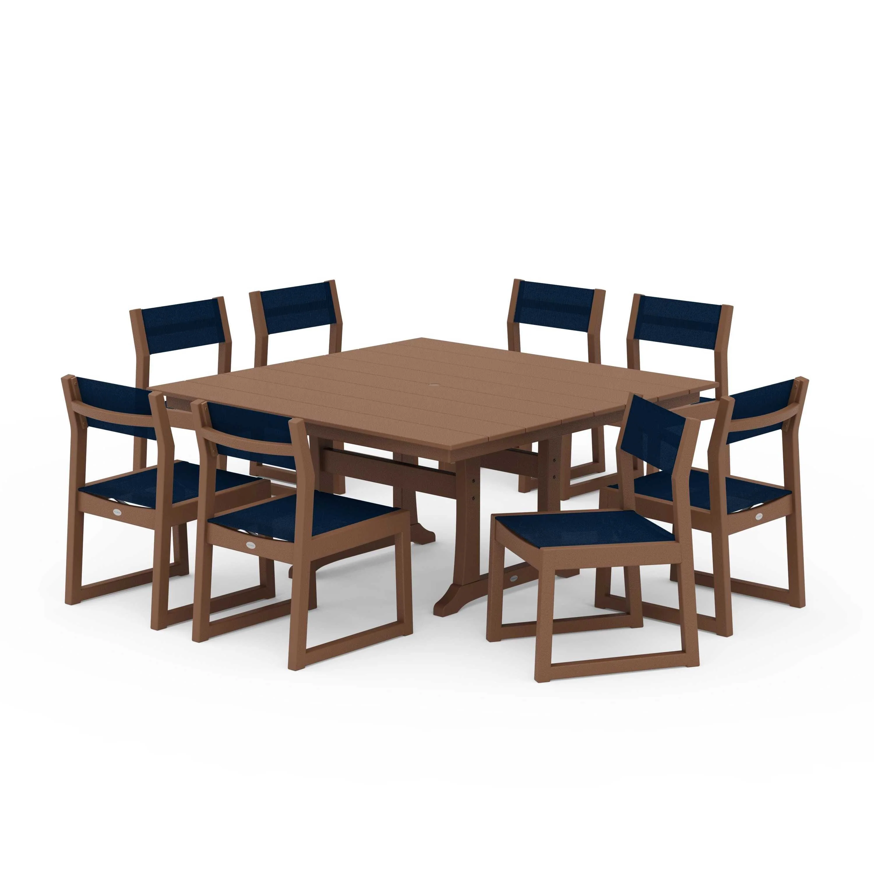 EDGE Sling Side Chair 9-Piece Farmhouse Trestle Dining Set - Image 92