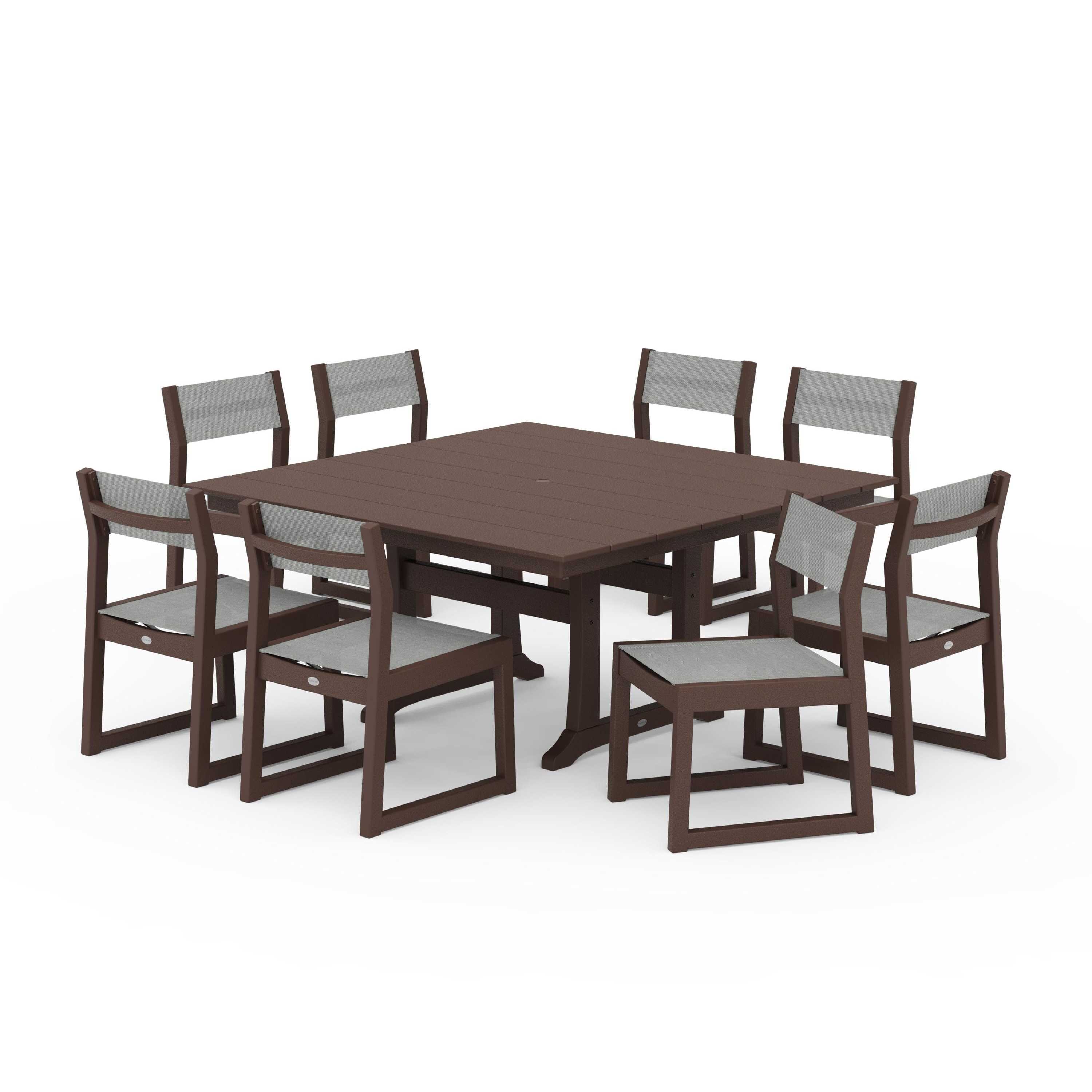 EDGE Sling Side Chair 9-Piece Farmhouse Trestle Dining Set - Image 93