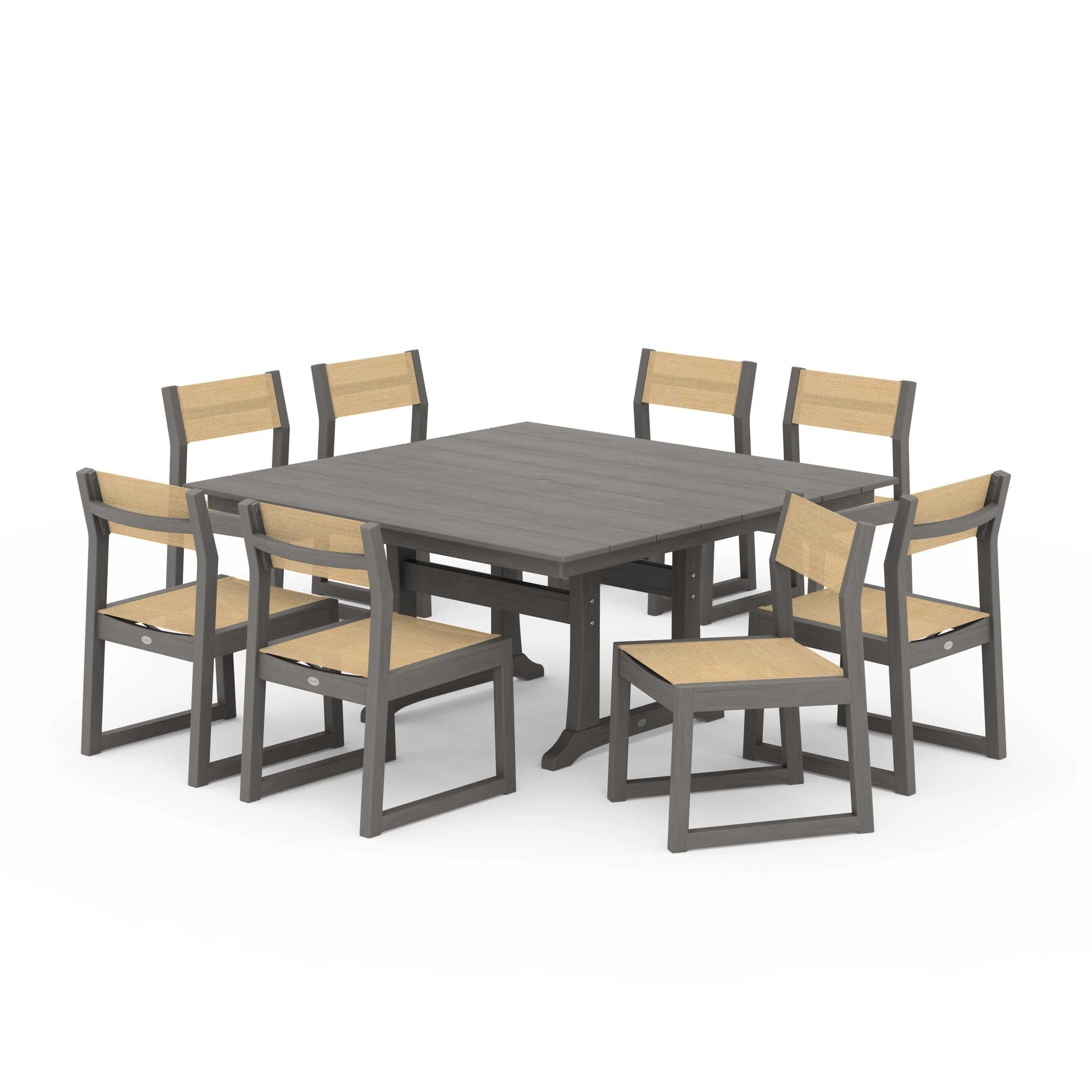 EDGE Sling Side Chair 9-Piece Farmhouse Trestle Dining Set - Image 95